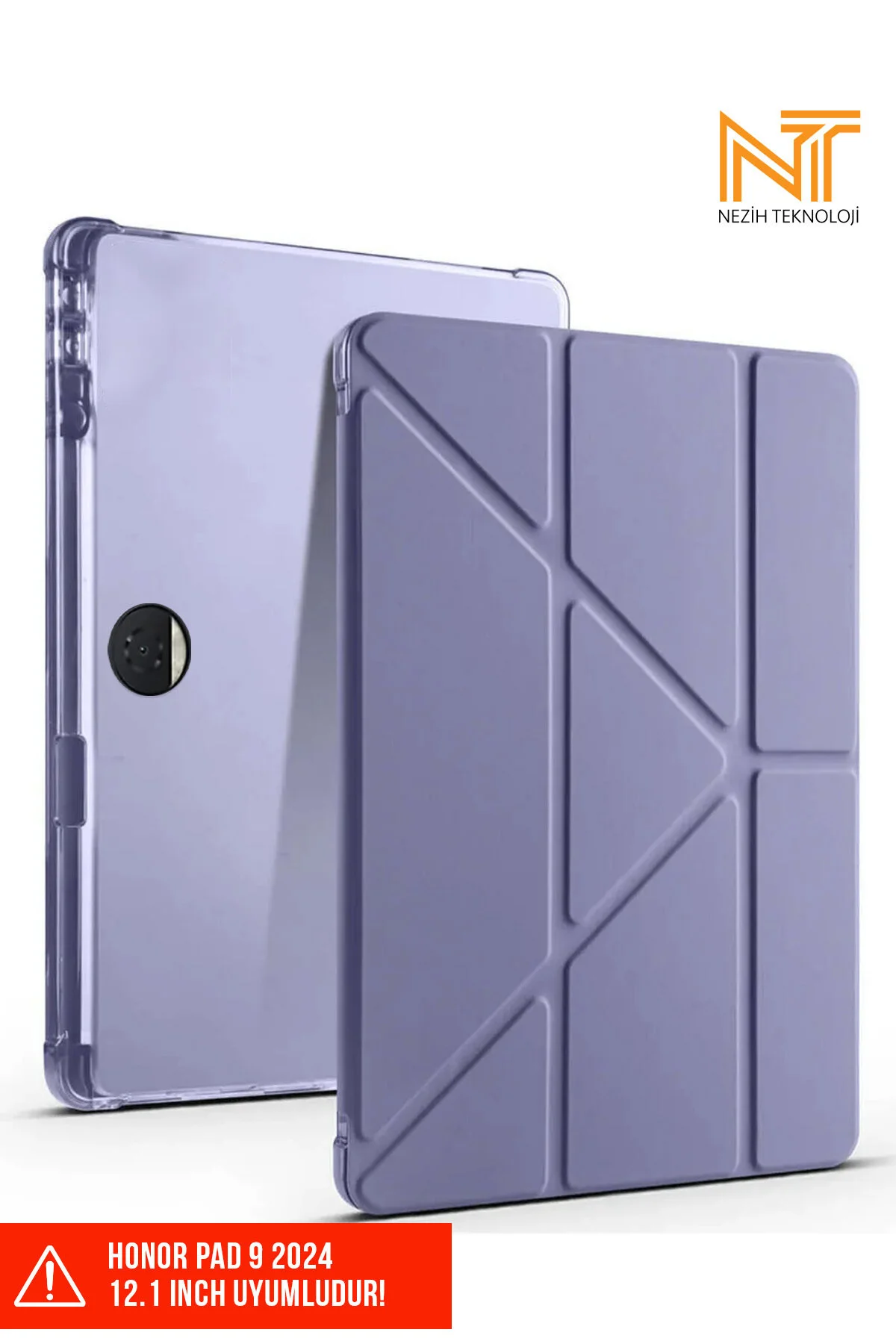 کاور تبلت HONOR PAD 9 12.1 اینچی سیلیکونی نرم سه تاشو سازگار با محفظه قلم در پشت Nezih Case