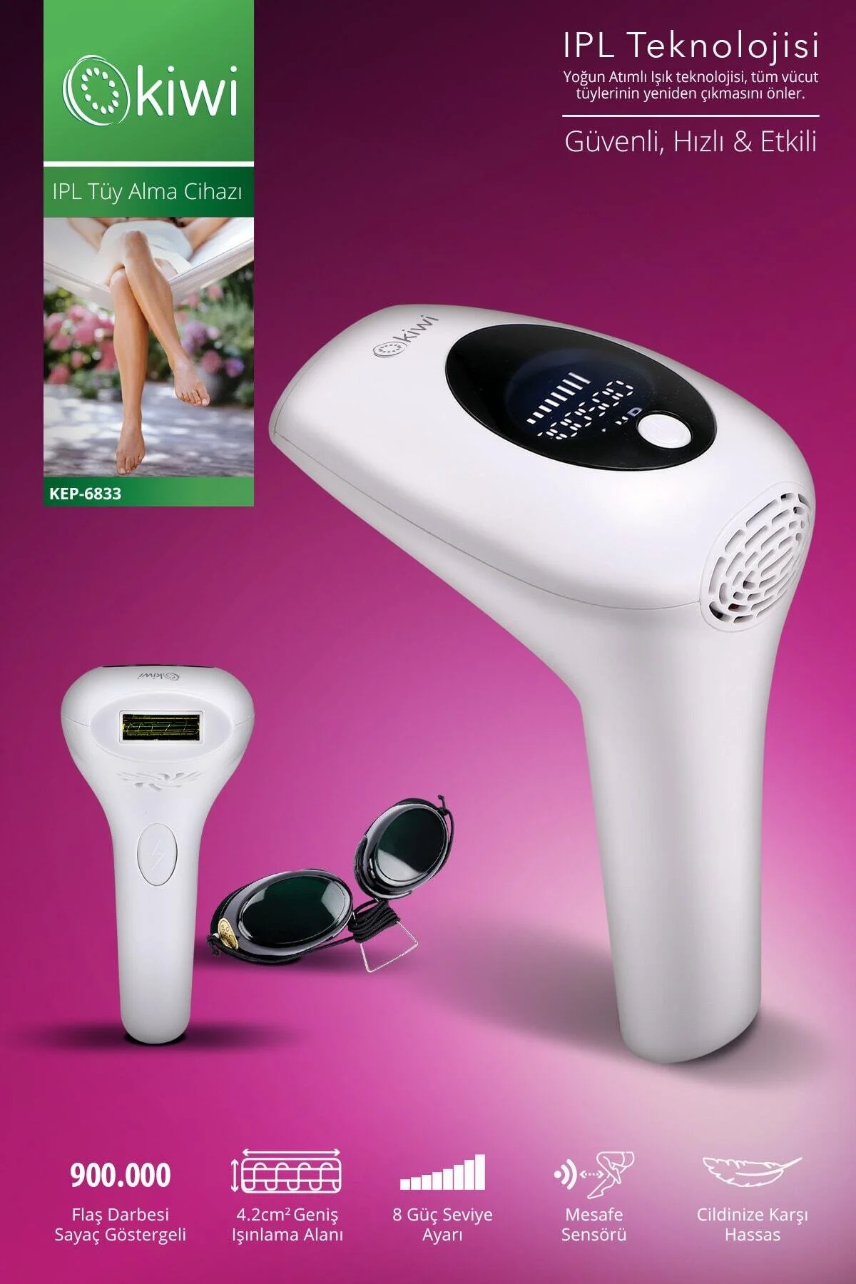 دستگاه لیزر IPL KIP 6833 PRO موهای زائد Kiwi