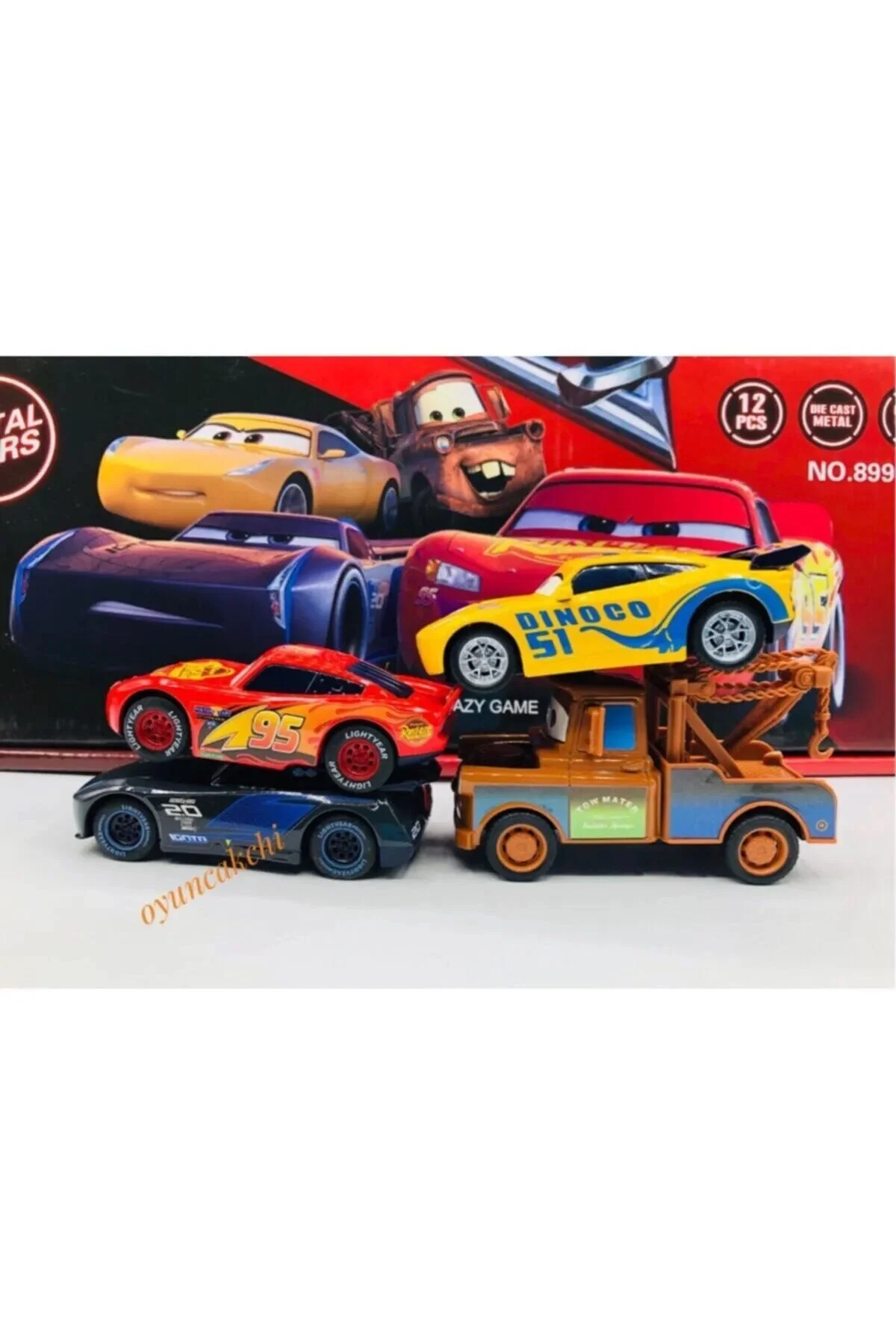 ماشین اسباب بازی CARS 3 LIGHTNING MC QUEEN JACKSON RAMIREZ TOWN MATER 4 PIECE METAL PULL AND DROP TOY tmtoysandmore