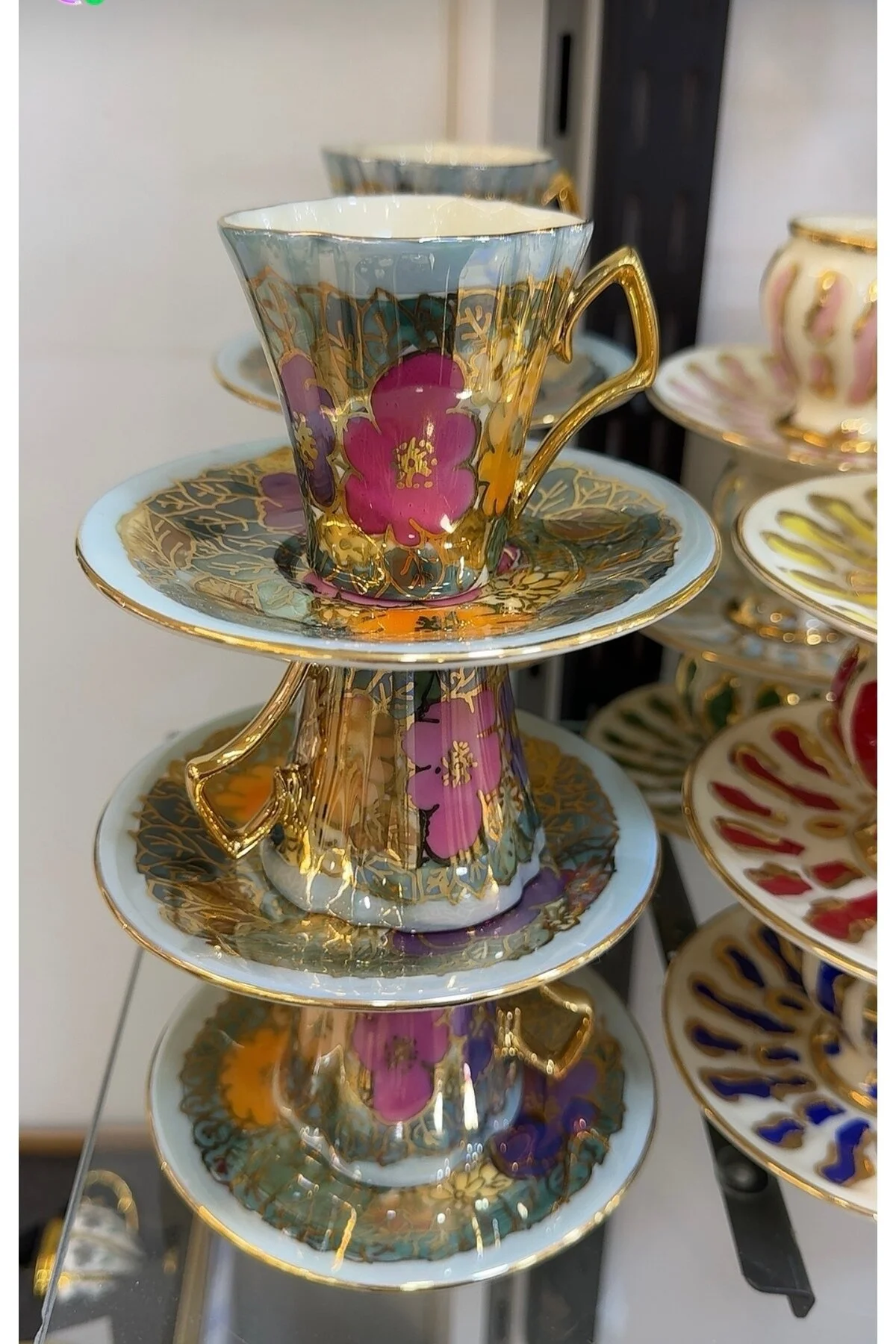 فنجان قهوه ESTERHOMEDECOR برای 6 نفره مجموعه نقاشی چینی Handmade