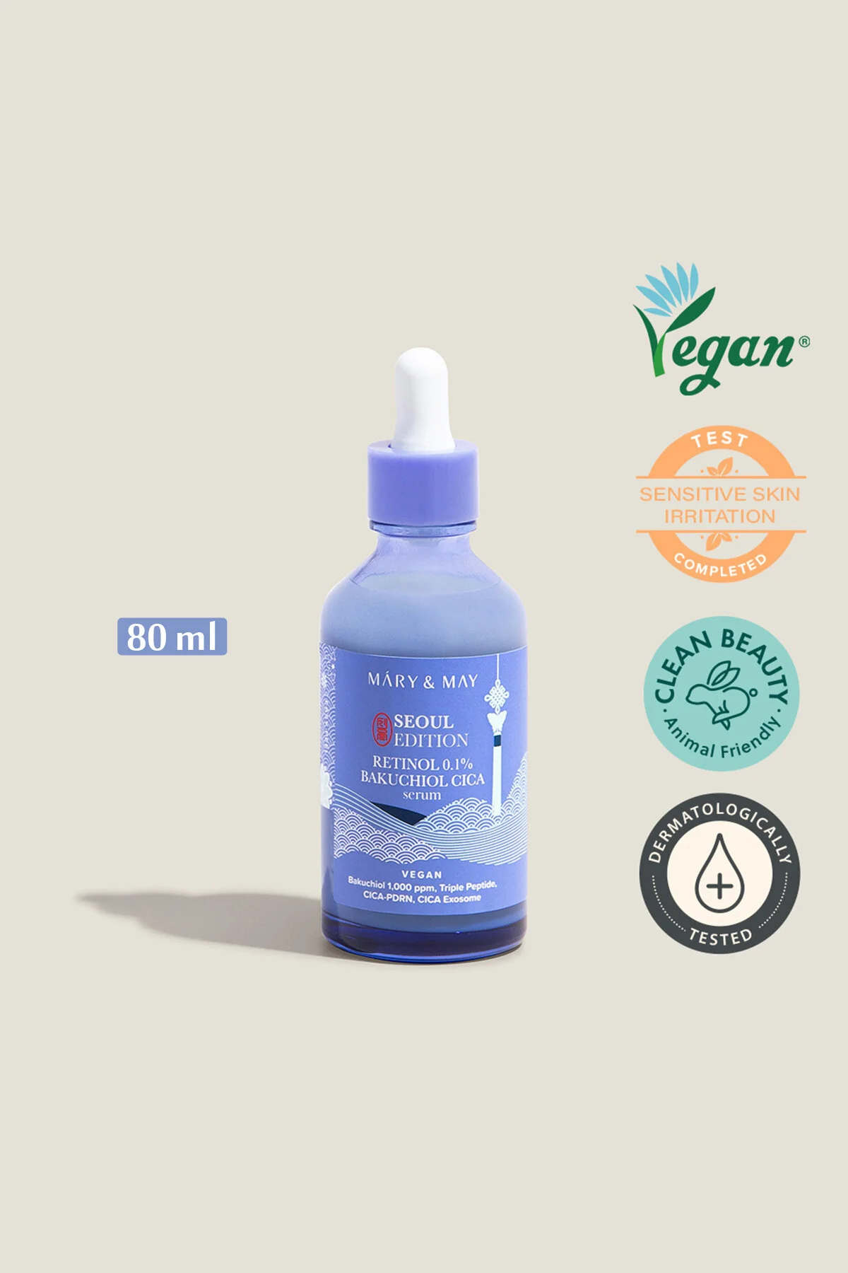 سرم پوست SEOUL EDITION RETINOL 0.1% BAKUCHIOL CICA SERUM RETINOL, SKIN RENEATING حاوی Mary &amp; May