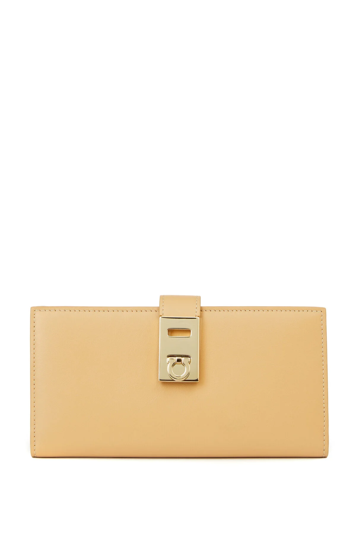 کیف پول زنانه چرمی بژ Ferragamo