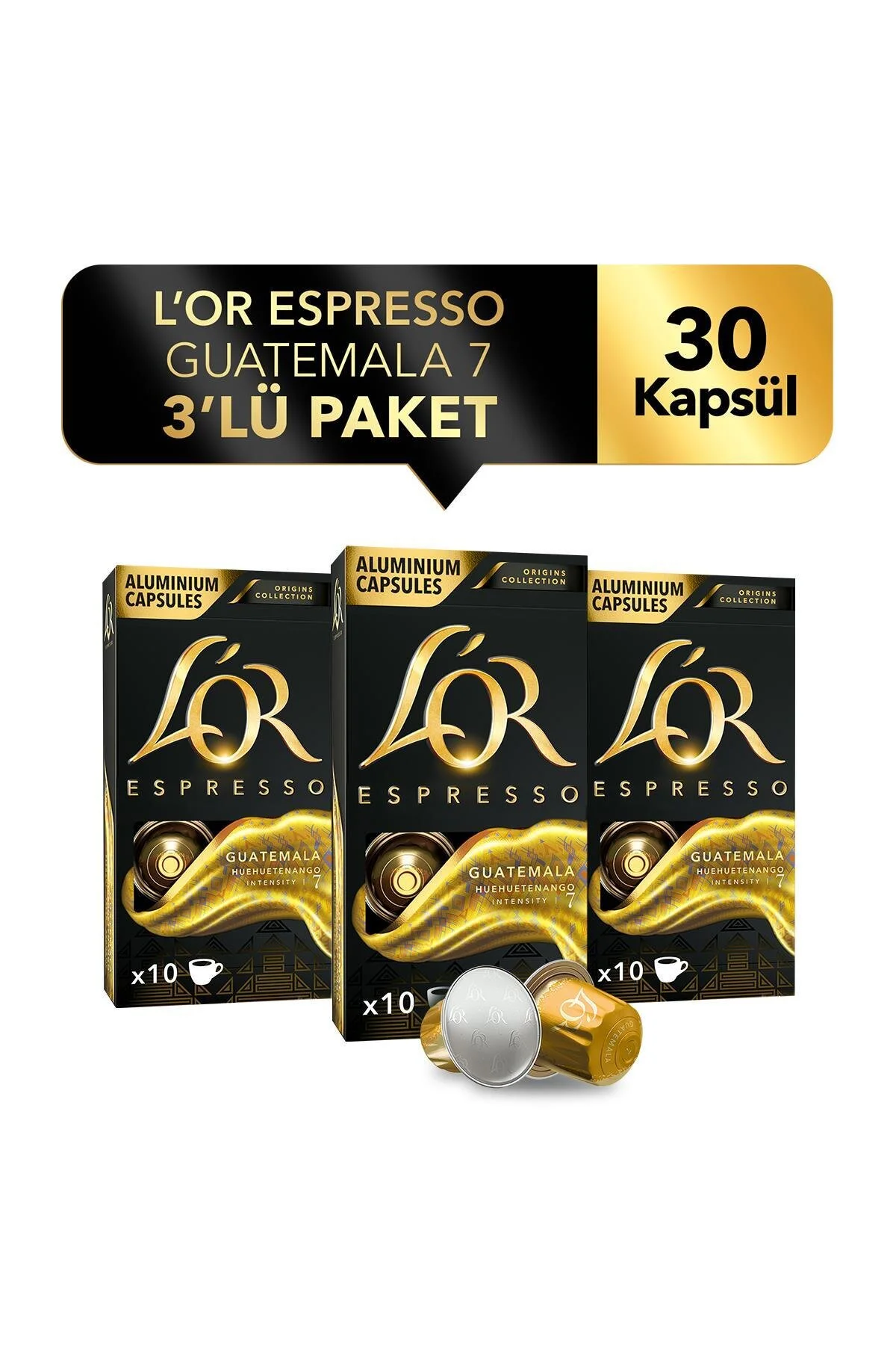 کپسول قهوه منشأ اسپرسو GUATEMALA NESPRESSO آلومینیومی سازگار 30S بسته های 10 3 L'OR