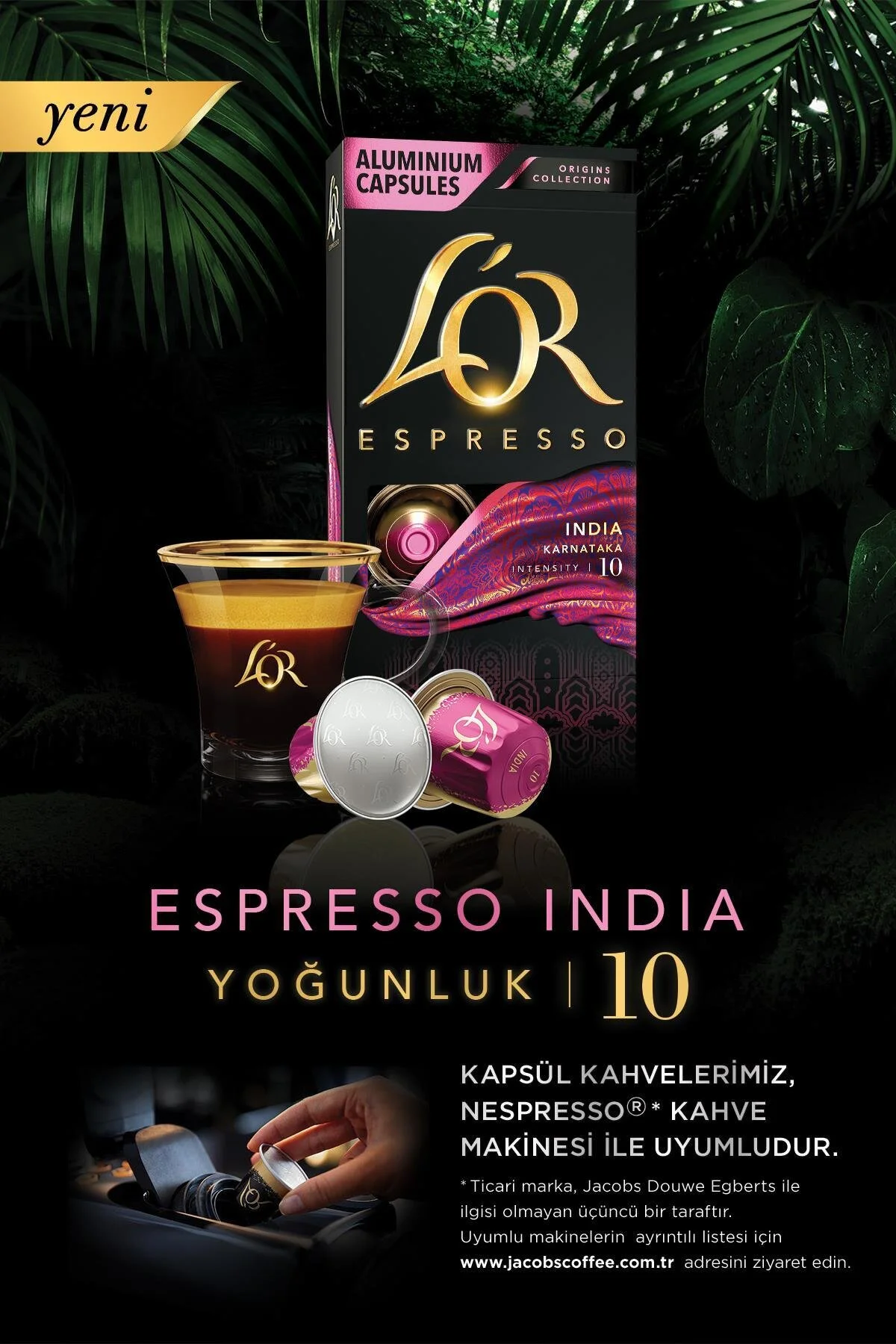 کپسول قهوه ESPRESSO ORIGIN INDIA NESPRESSO سازگار با آلومینیومی 30S بسته های 10 3 L'OR