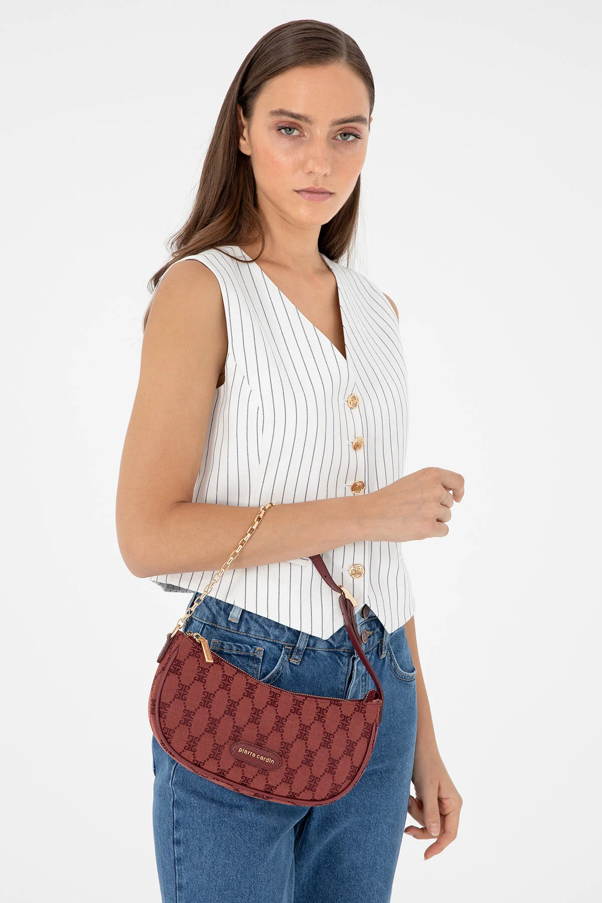 کیف شانه ای زنانه قرمز CLARET 05PO24K1678 Pierre Cardin