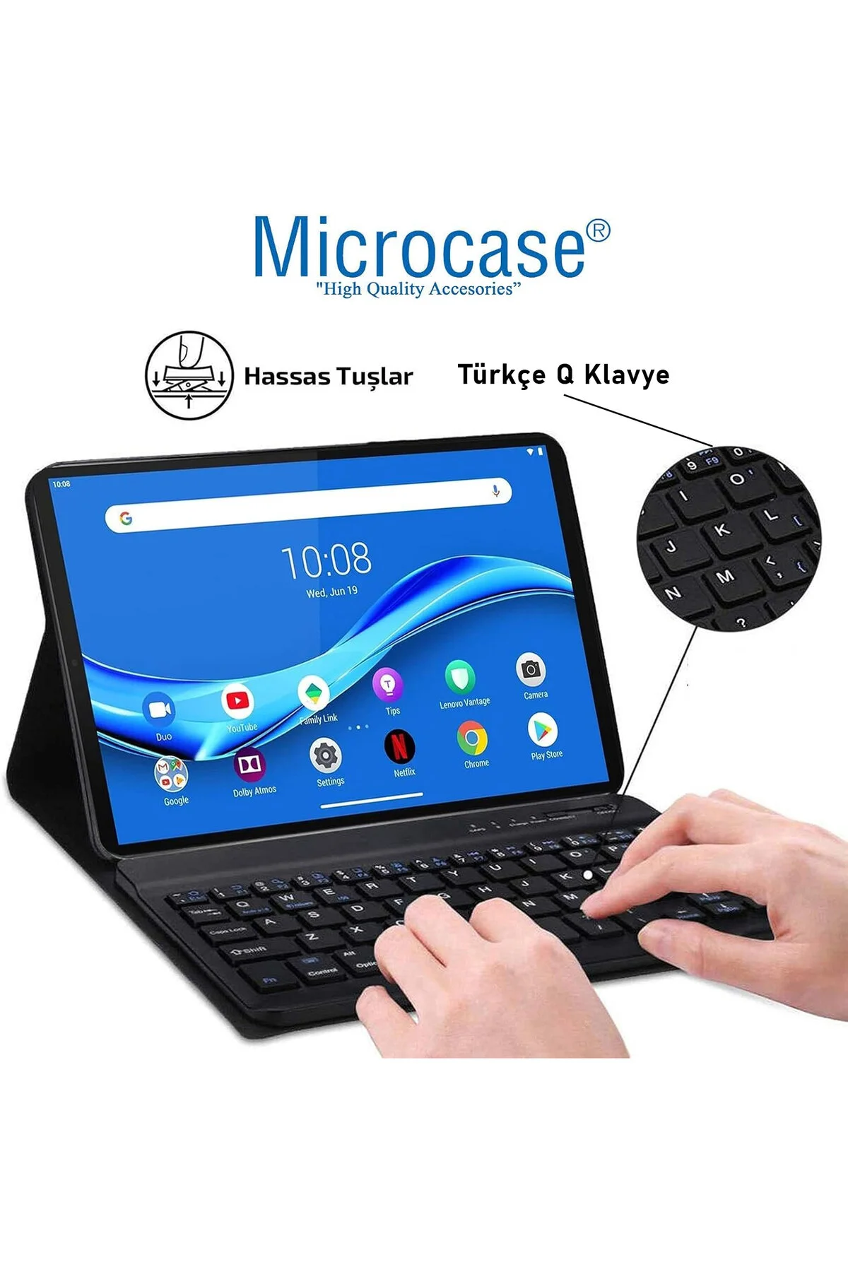 کاور تبلت سازگار با IPAD PRO 12.9 M2 قاب پایه کیبورد ترکی بلوتوث Microcase