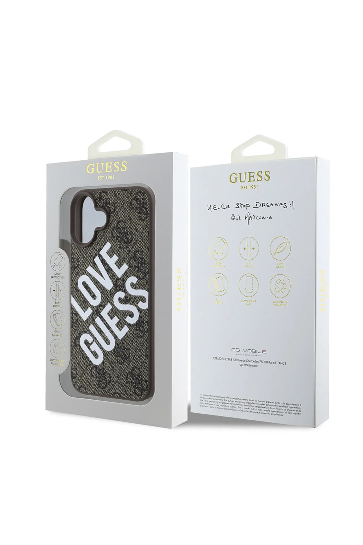 کاور و قاب محافظ آیفون 16 GUESS LICENSED BI LOVE COVER BROWN Guess