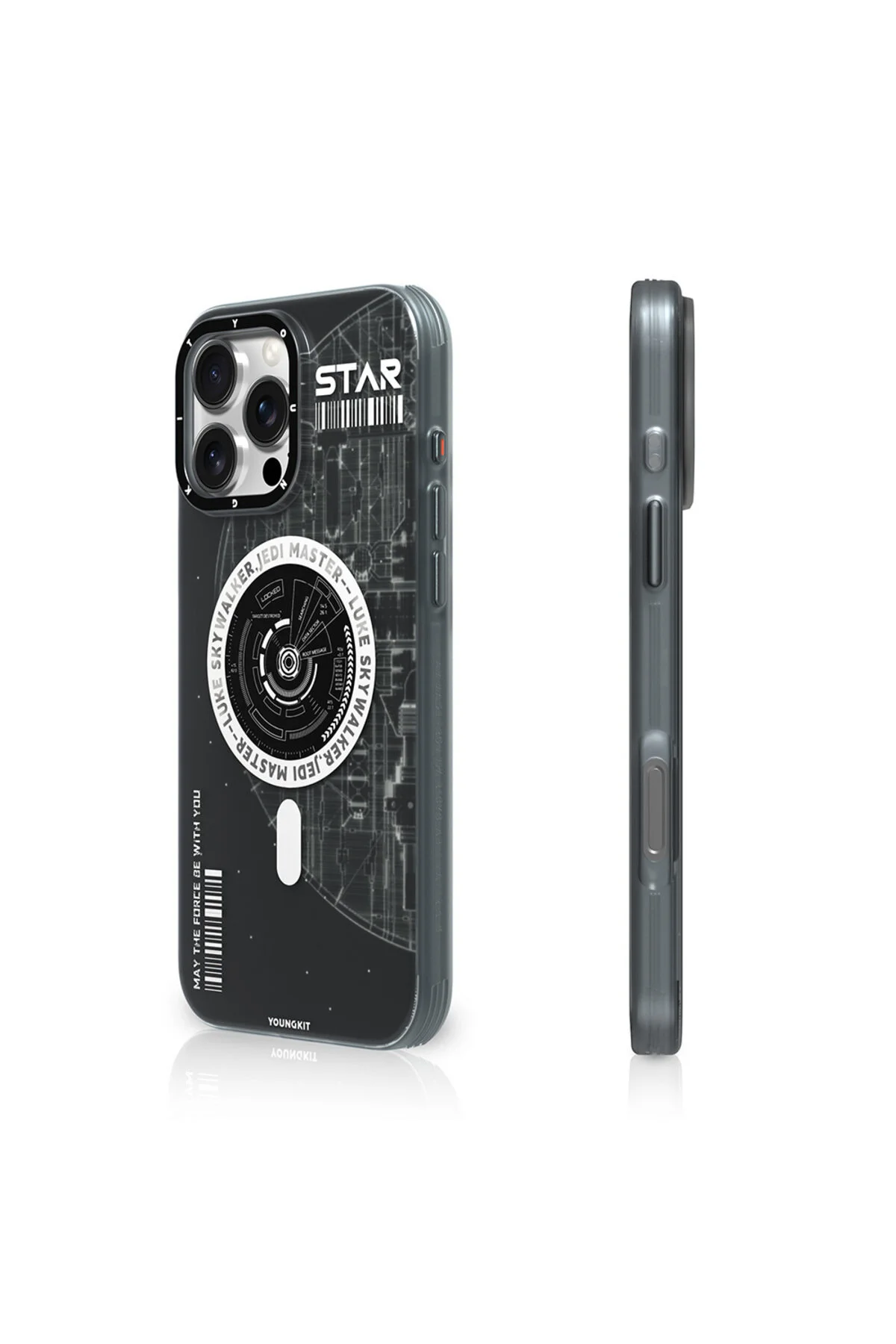 کاور آیفون 16 پرو مدل Youngkit Interstellar طرح هولوگرام سری ایر‌بگ‌دار رنگ دودی Youngkit