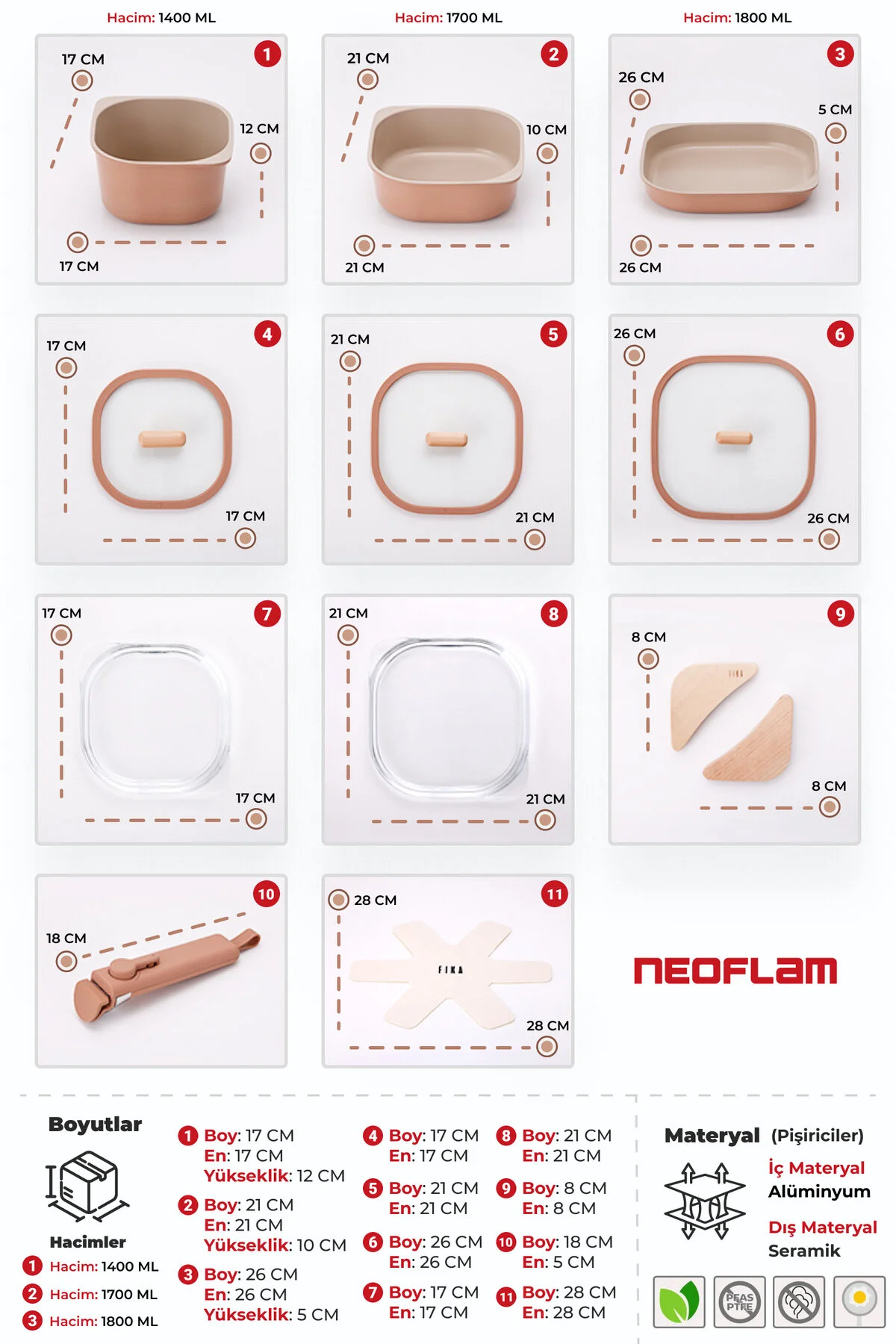 قابلمه چند رنگ ست ظروف آشپزی و تابه Pan Terracota Comfort 10 قطعه  NEOFLAM