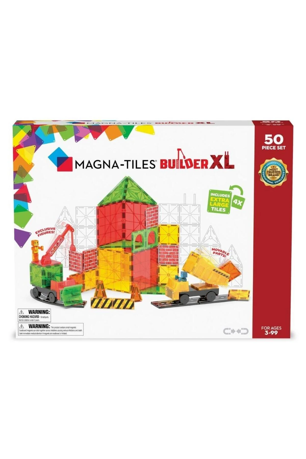 لگو و اسباب بازی های ساخت محور MAGNA TILES BUILDER XL CONSTRUCTION 50 PIECES 242050TR از ترکیه Magna Tiles