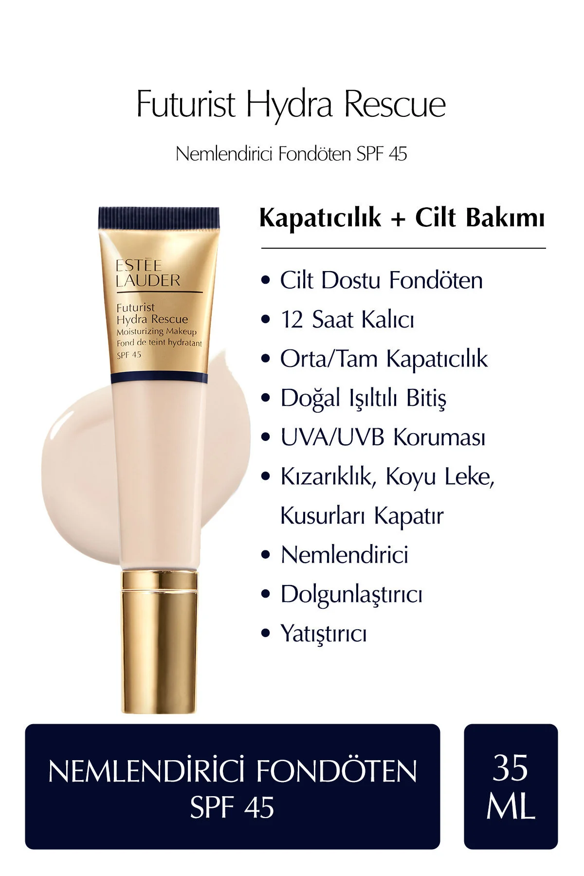 پایه 35 میلی لیتر رنگ: 1N2 ECRU FUTURIST HYDRA RESCUE SPF 45 MCZVG450 استی لادر Estee Lauder