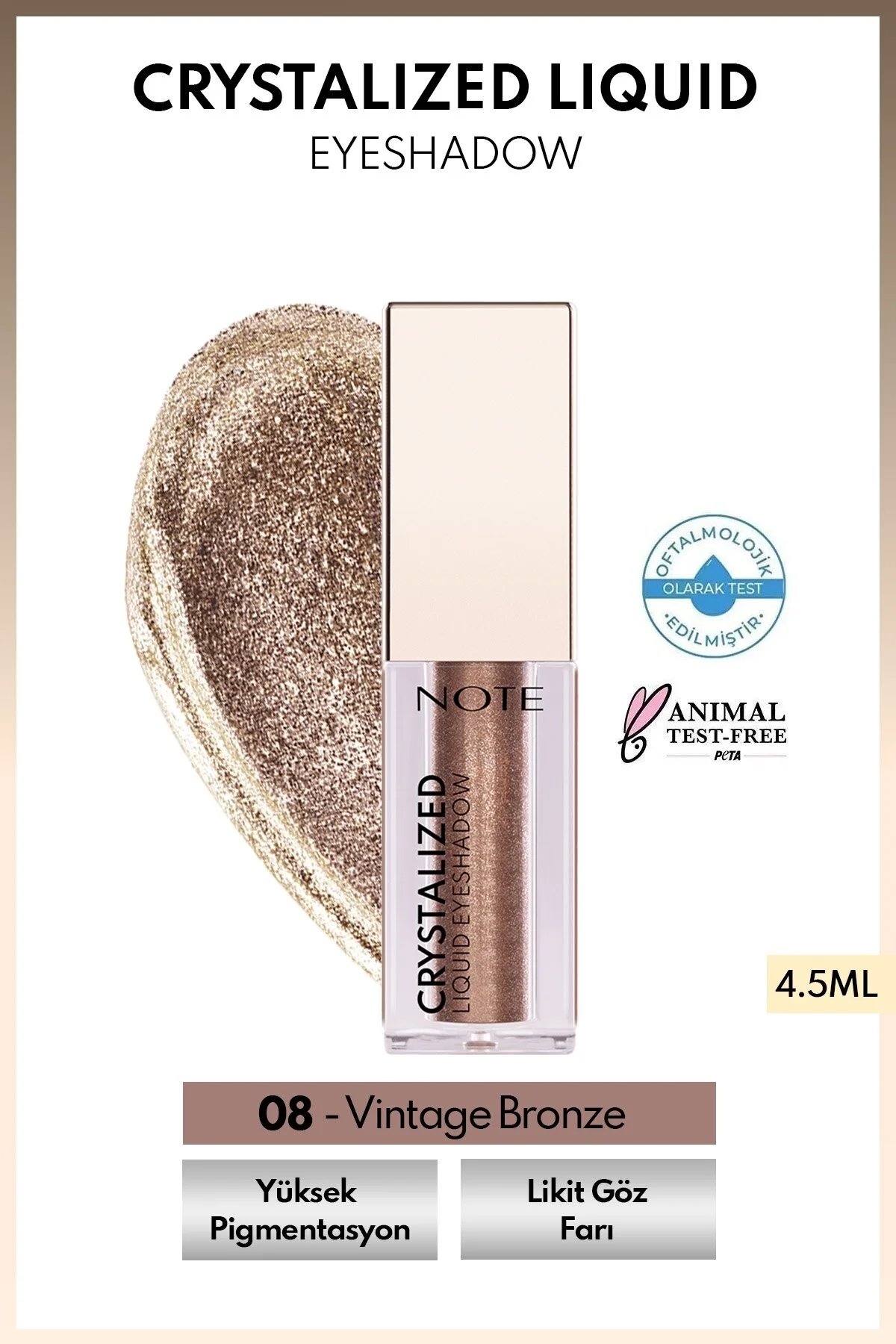 سایه چشم مایع متالیک 08 برنز کهنه مناسب برای همه نوت کازمتیکس Note Cosmetics