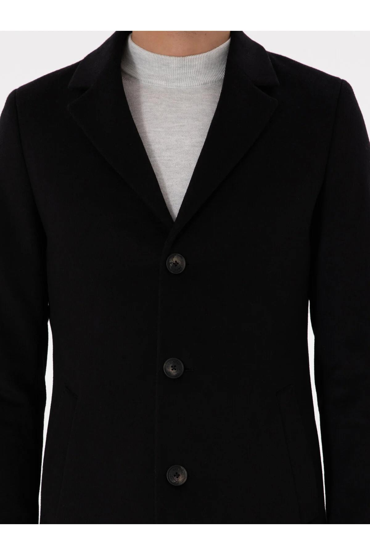پالتو پشم سیاه مخلوط سابق. SLIM FIT COAT 50293650 VR046 کاشارل Cacharel