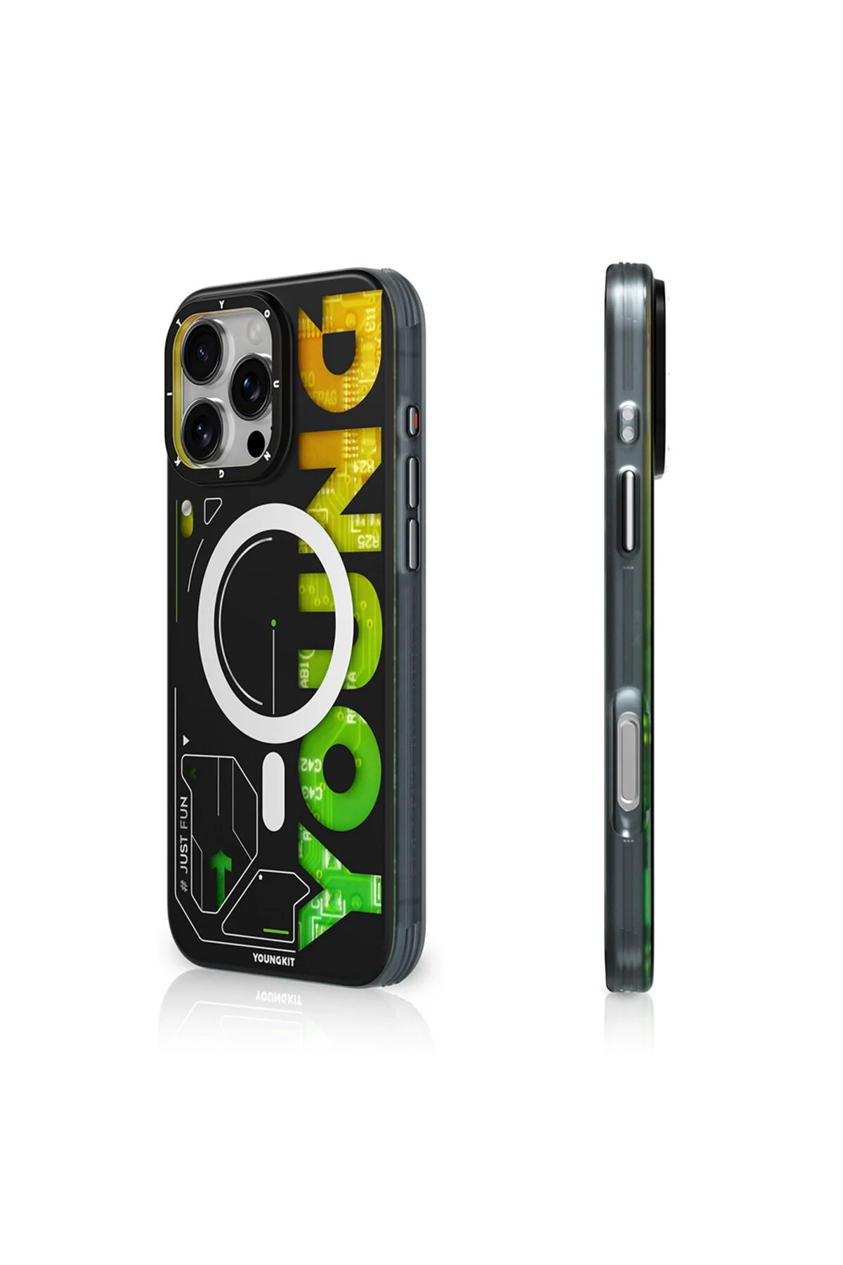 کاور و قاب IPHONE 16 PRO MAX CASE MAGSAFE دارای ویژگی شارژ کیسه هوا دو لایه YOUNGKIT سری FUTURE سبز Youngkit