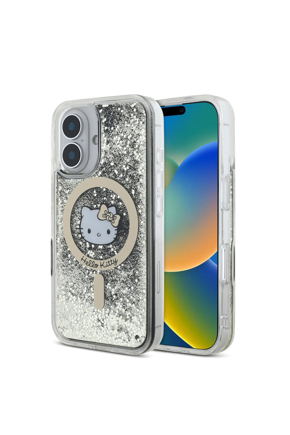 کاور و قاب سازگار با IPHONE 16 HELLO KITTY دارای مجوز MAGSAFE ویژگی چاپ IML لوگوی مایع براق کننده سر کیتی Hello Kitty