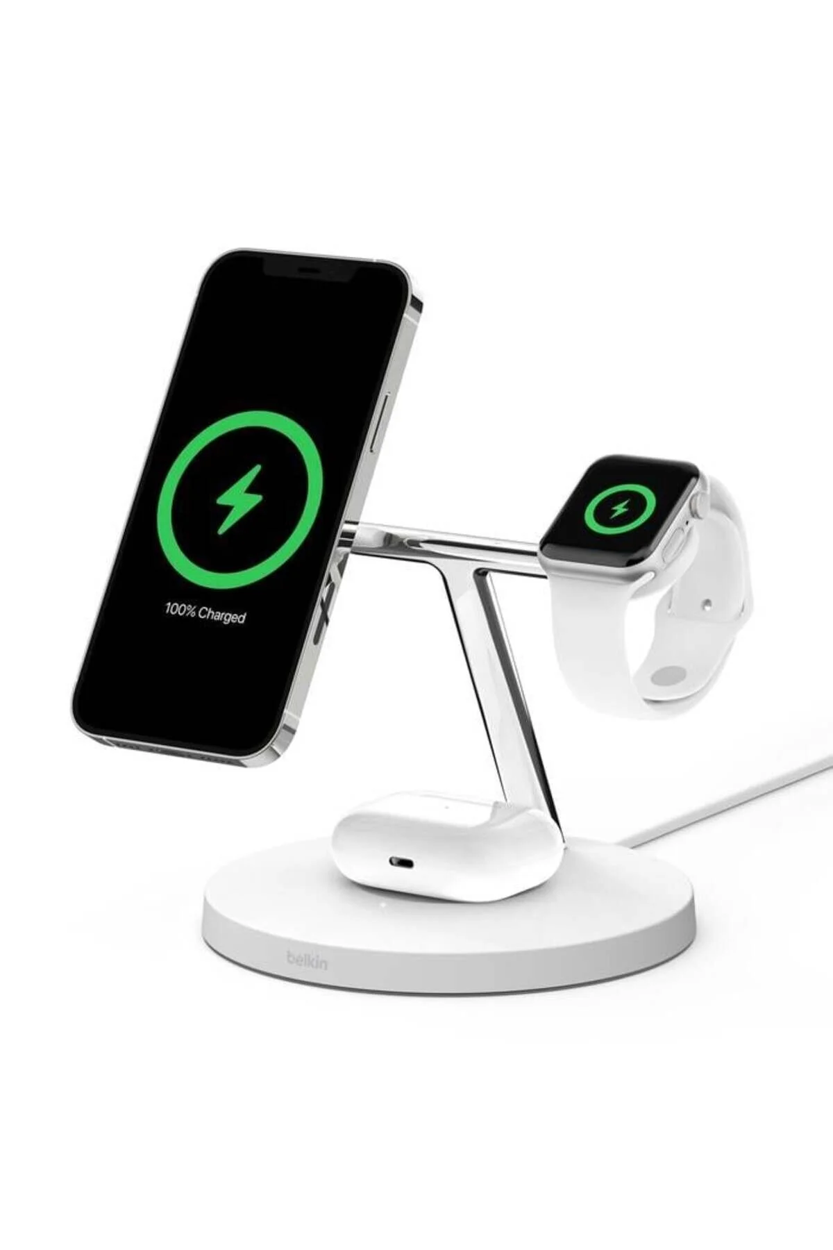پایه نگهدارنده تلفن در خودرو BOOSTCHARGE PRO QI2 15W 3IN1 MAGSAFE شارژ ایستاده WIZ009VWH V2 سفید Belkin