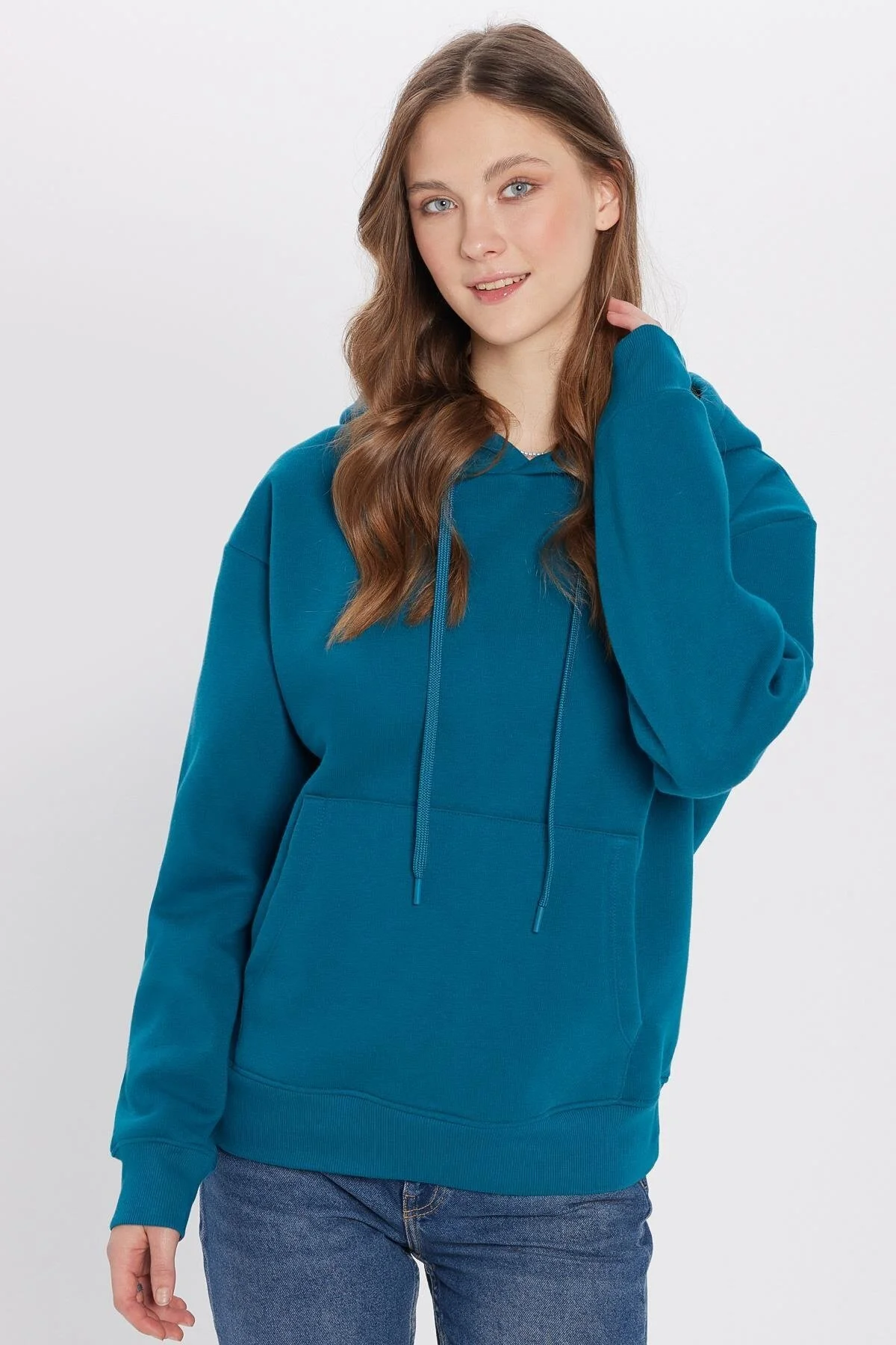 سویشرت مردانه و زنانه UNISEX بزرگ پنبه ای نرم POLARLI BASIC PETROLEUM Tudors