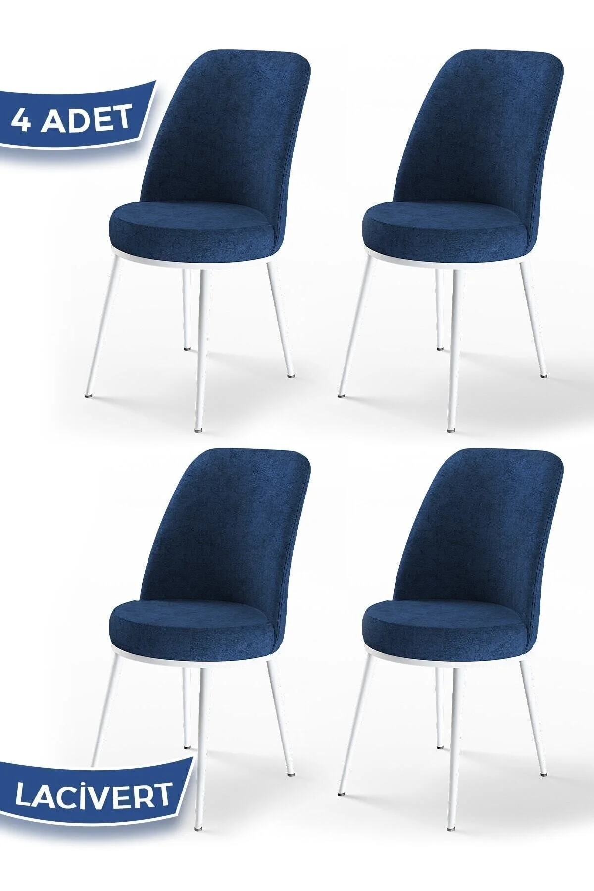 صندلی آشپزخانه سری DEXA SERIES NAVY BLUE COLOR 4 رنگ آبی پاهای سفید Canisa Concept