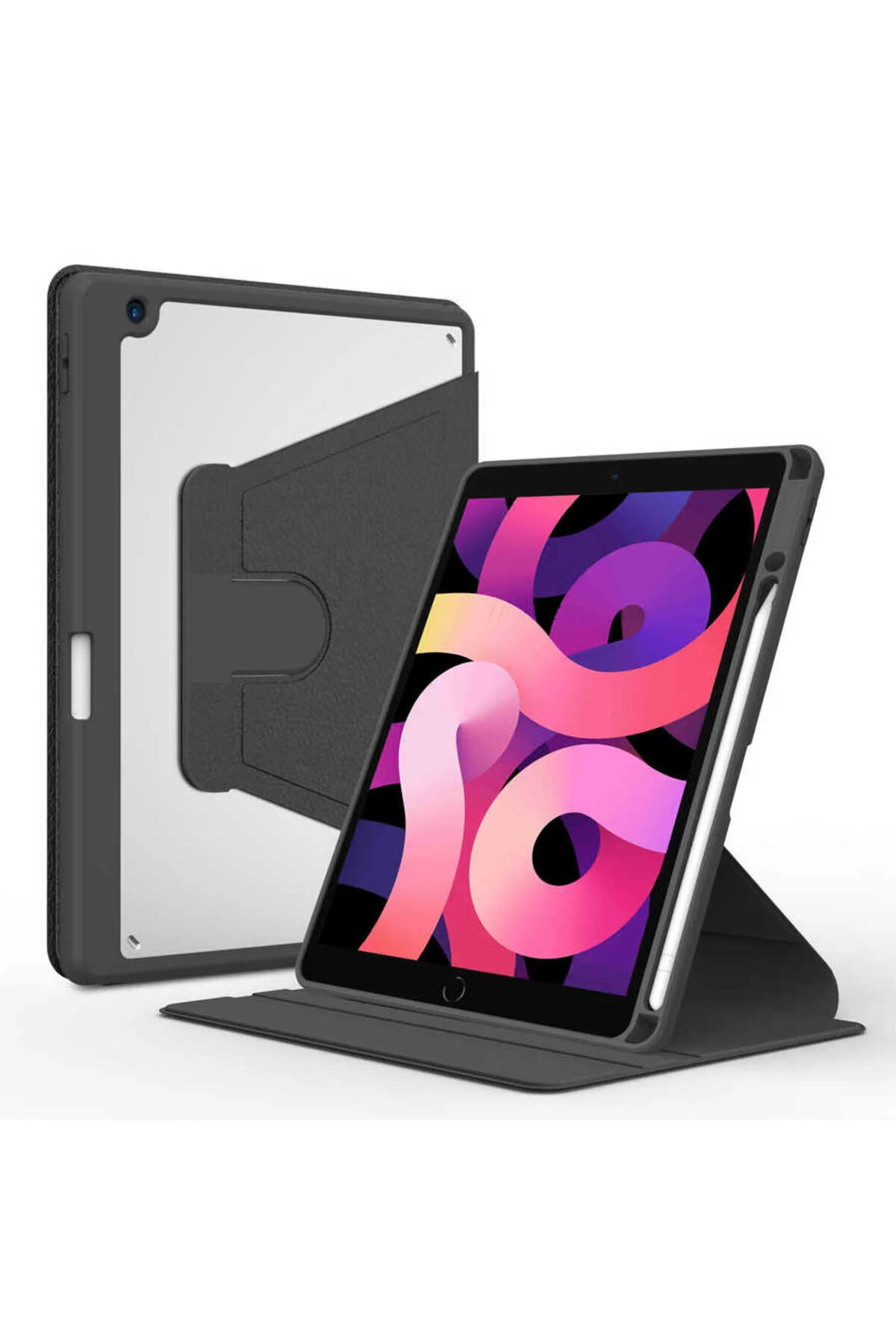 کاور تبلت IPAD PRO 10.5.INCH قاب پایه پلاستیکی قابل چرخش عمودی افقی مشکی ekılıf