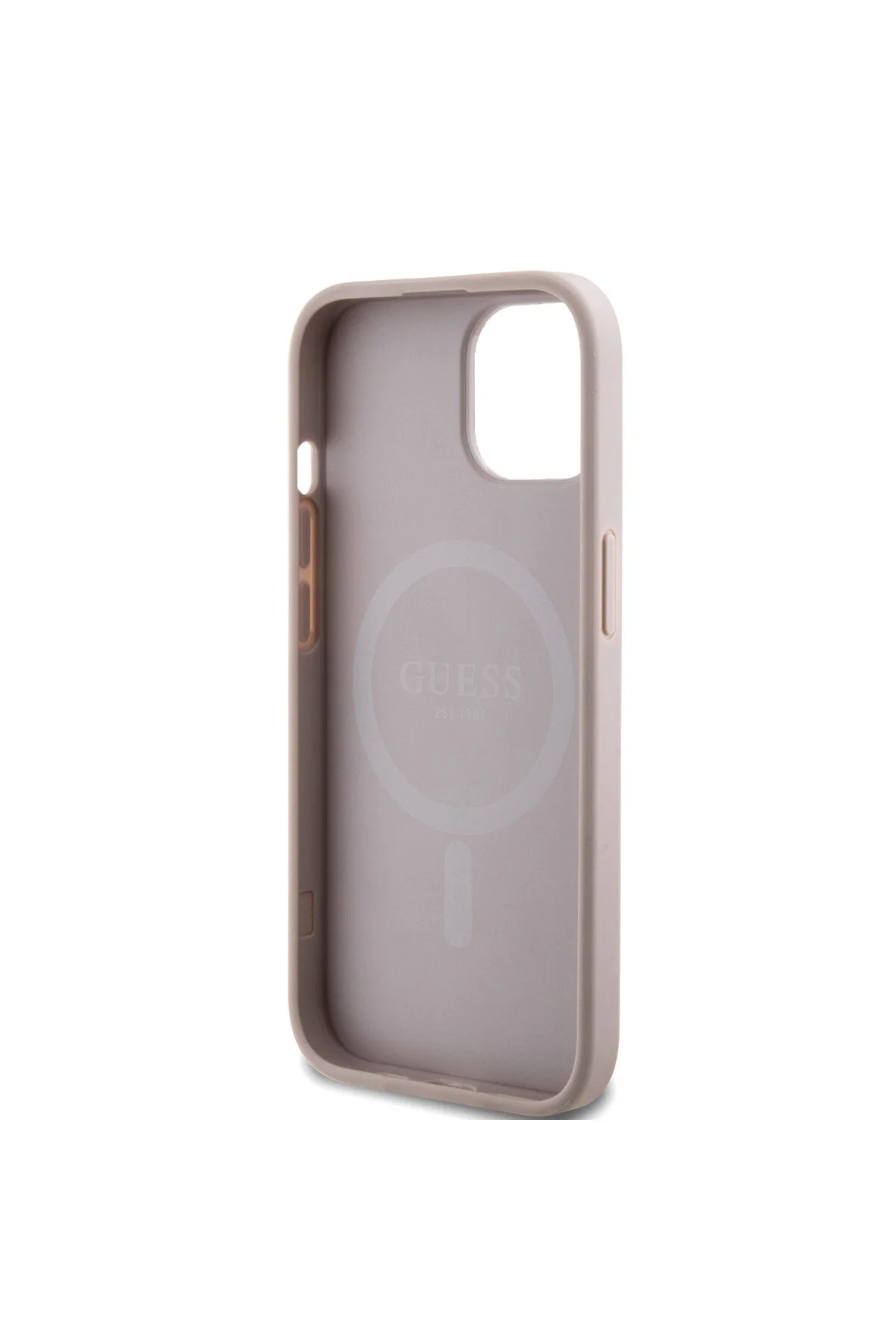 کاور و قاب سازگار آیفون 14 GUESS دارای مجوز شارژ MAGSAFE کلاسیک کوچک 4G صورتی Guess