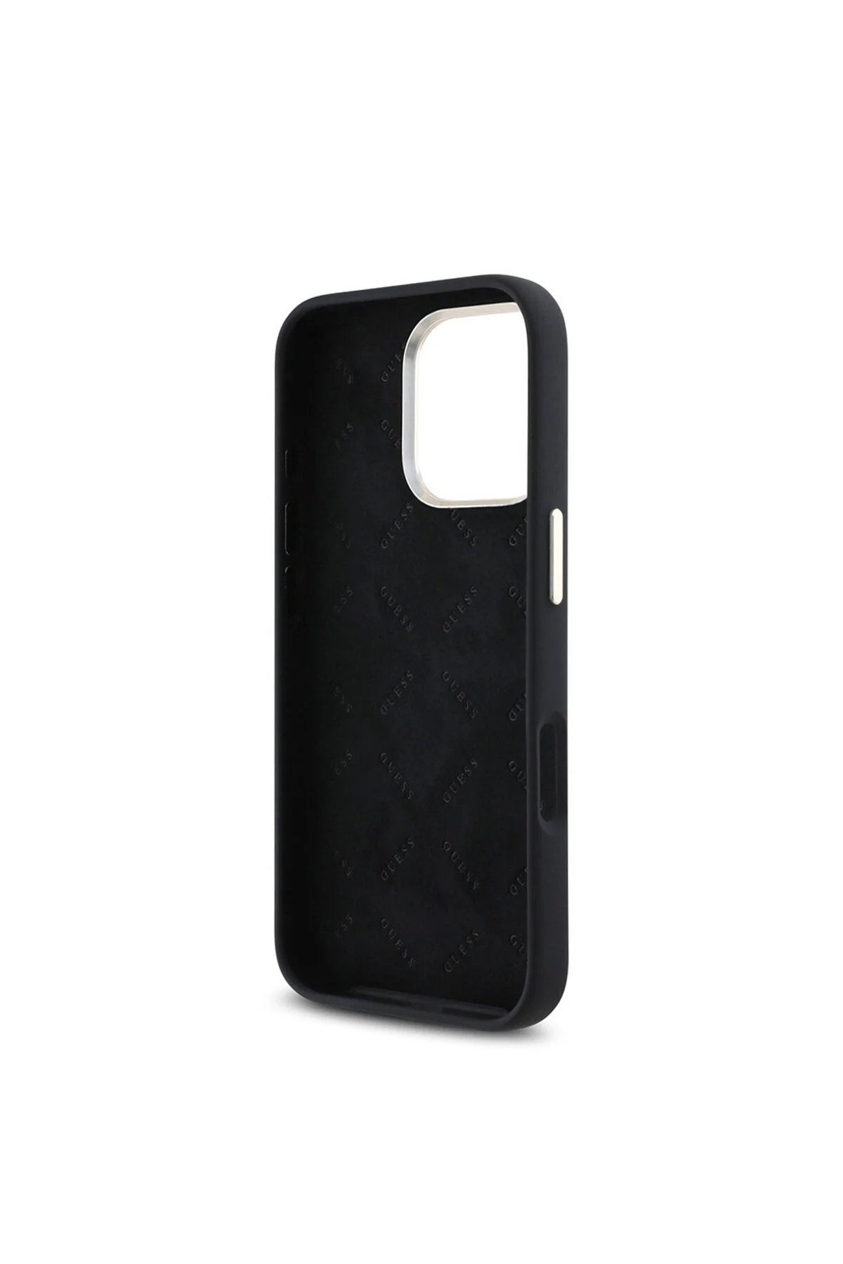 کاور و قاب آیفون 16 پرو مکس سازگار با متن لایسنس شده لوگوی STONE 4G دوربین فلزی مشکی Guess