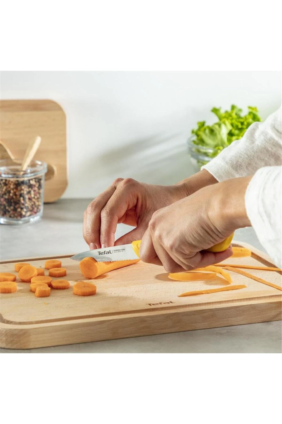 چاقو و ست زرد چاقوی لایه برداری رنگ شده با 8 سانتی متر  TEFAL