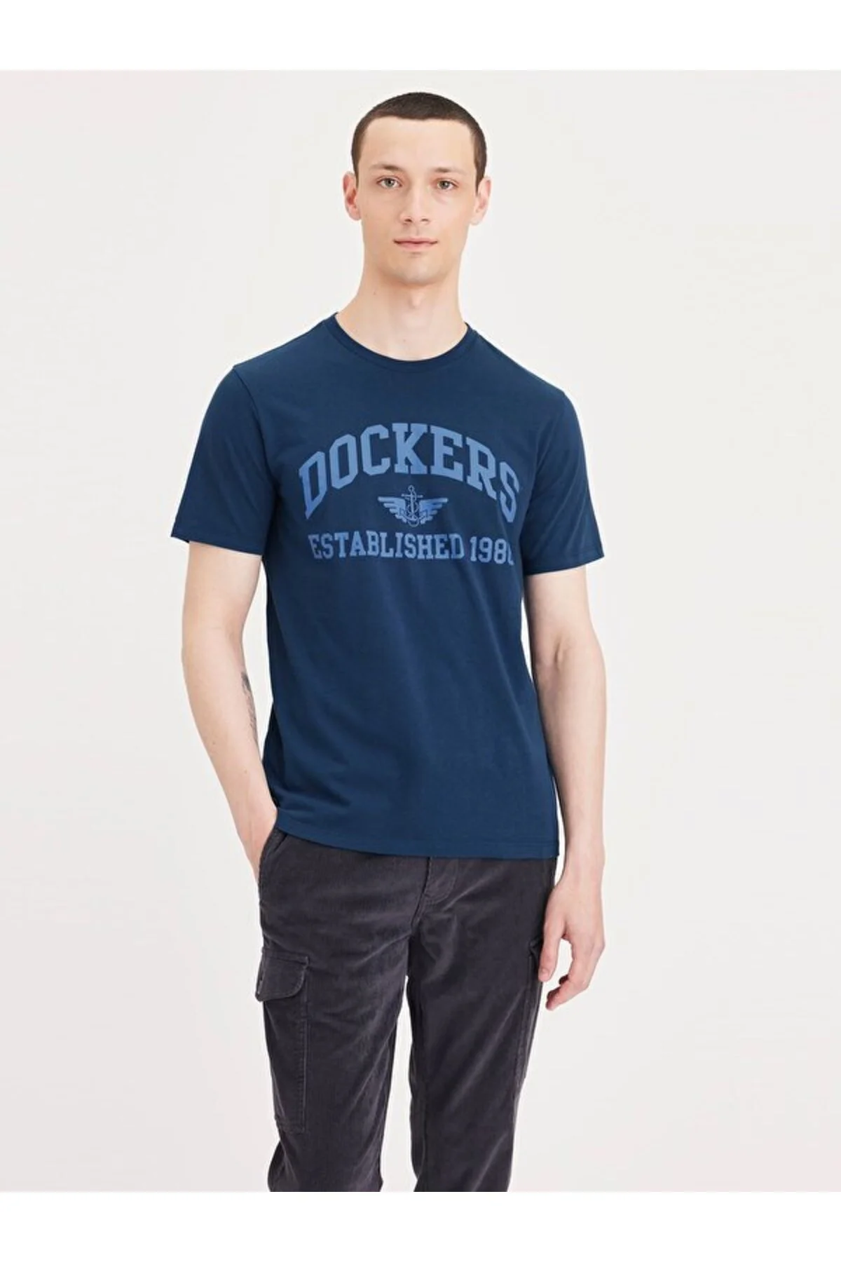 تی شرت آبی مردانه آرم T لیوایز اورجینال Dockers