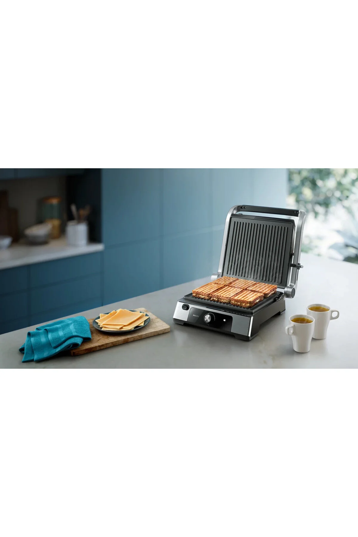 دستگاه ساندویچ و تست صفحه نچسب 2200 وات مخزن روغن عملکرد گریل اورجینال Philips