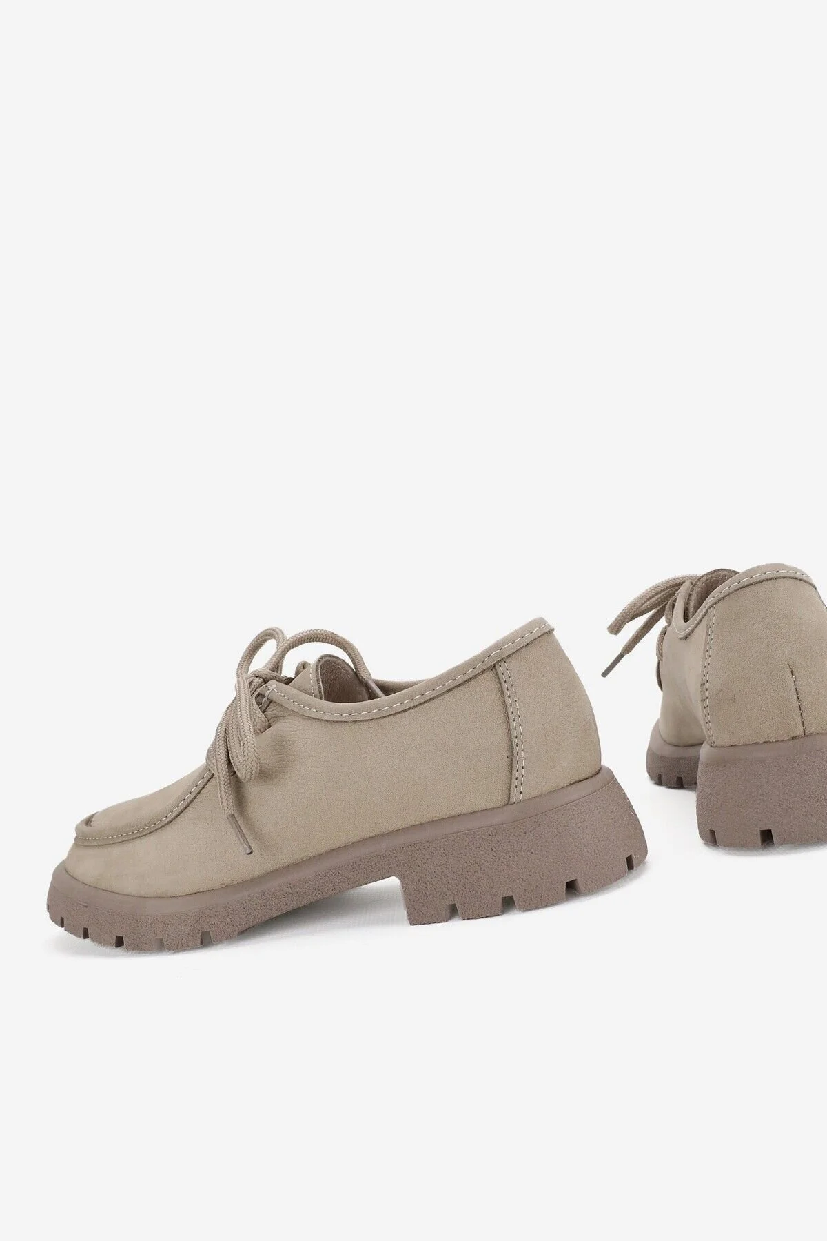کفش زنانه زن BEIGE NUBUK LEATAL NATURAL LEATHER 36 41 NUMBER LACCIK OXFORD SHOES تونالی TUNAELLİ