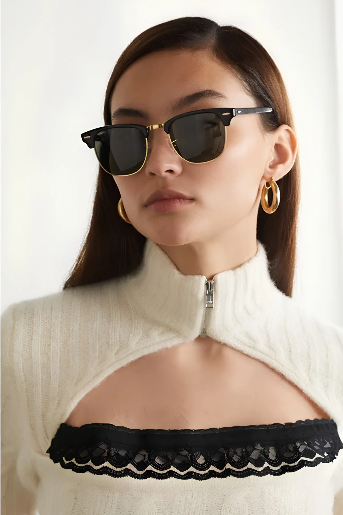عینک آفتابی CLUBMASTER BLACK UNISEX CLASSIC MODEL اورجینال MACERATİ