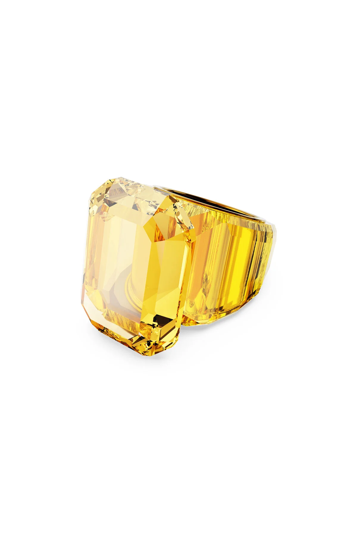 انگشتر کریستال حلقه کوکتل LUCENT برش هشت ضلعی زرد سواروسکی اورجینال Swarovski