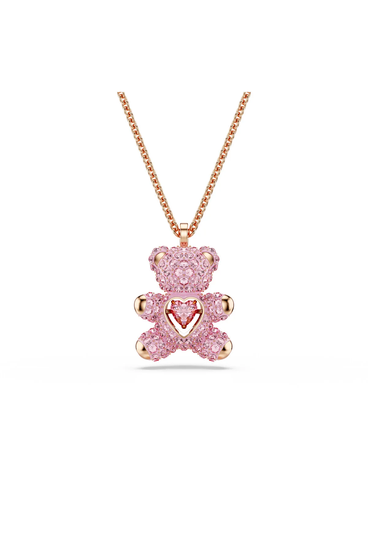 گردنبند کریستال عروسکی خرس روکش طلای صورتی سواروسکی اورجینال Swarovski