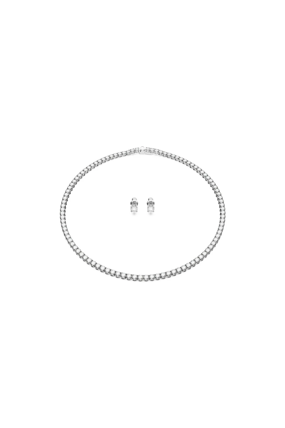 گردنبند زیرکون تنیس ماتریس برش گرد سفید رودیوم سواروسکی اورجینال Swarovski