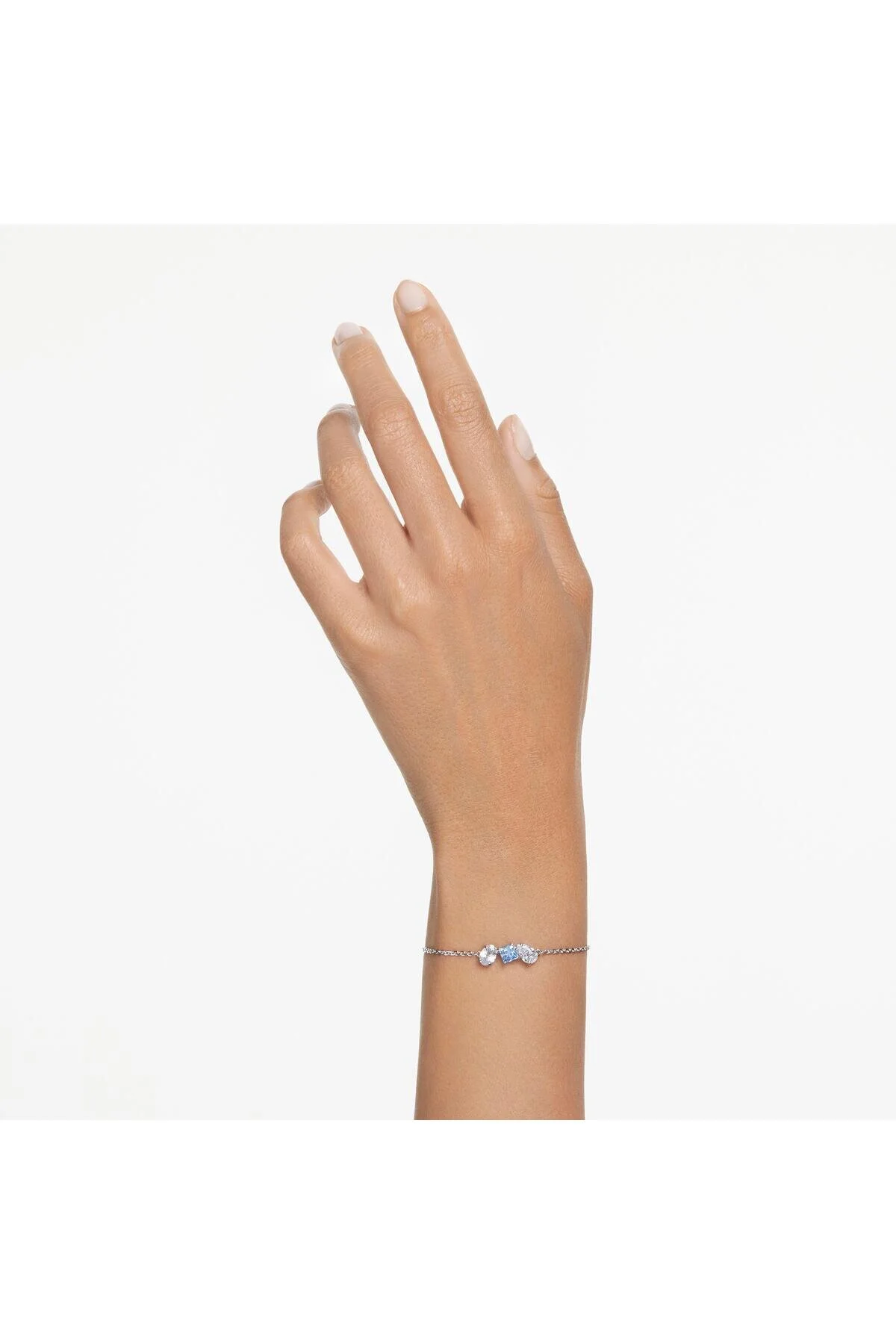 دستبند کریستال مسمرا برش های ترکیبی آبی روکش رودیوم Swarovski