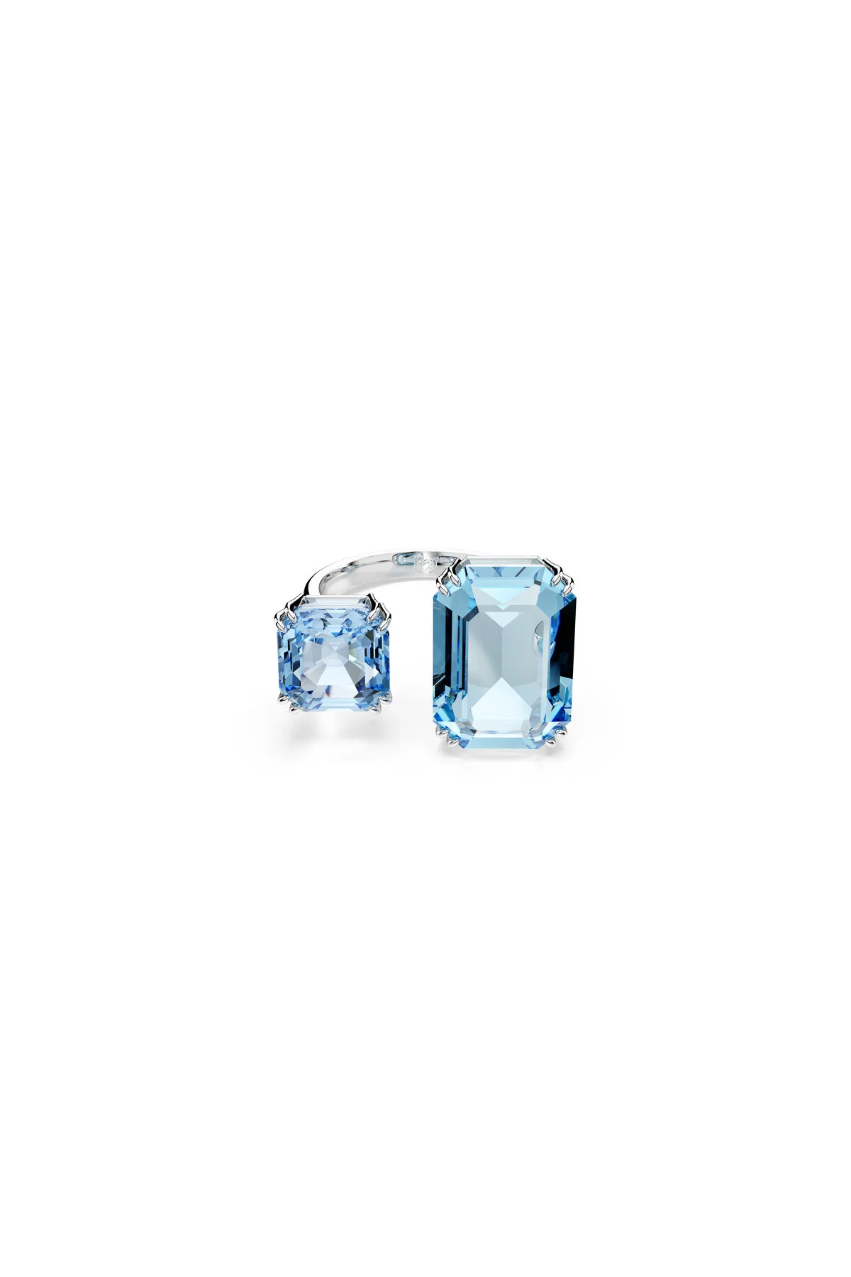 انگشتر کریستال حلقه در فضای باز MILLENIA برش OGCULAR آبی رودیوم روکش سواروسکی اورجینال Swarovski