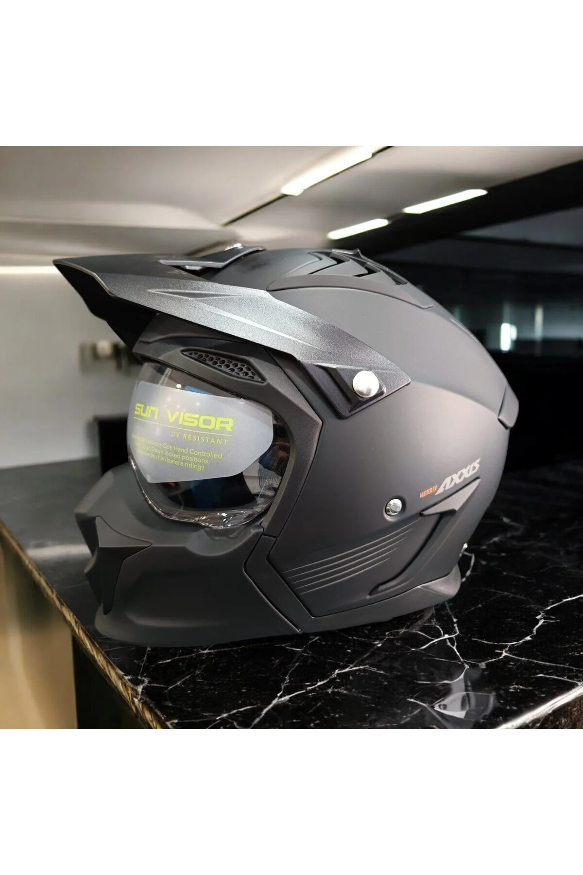 کلاه کاسکت موتورسیکلت مشکی AXXIS HUNTER SV SOLID A1 MATT Noname