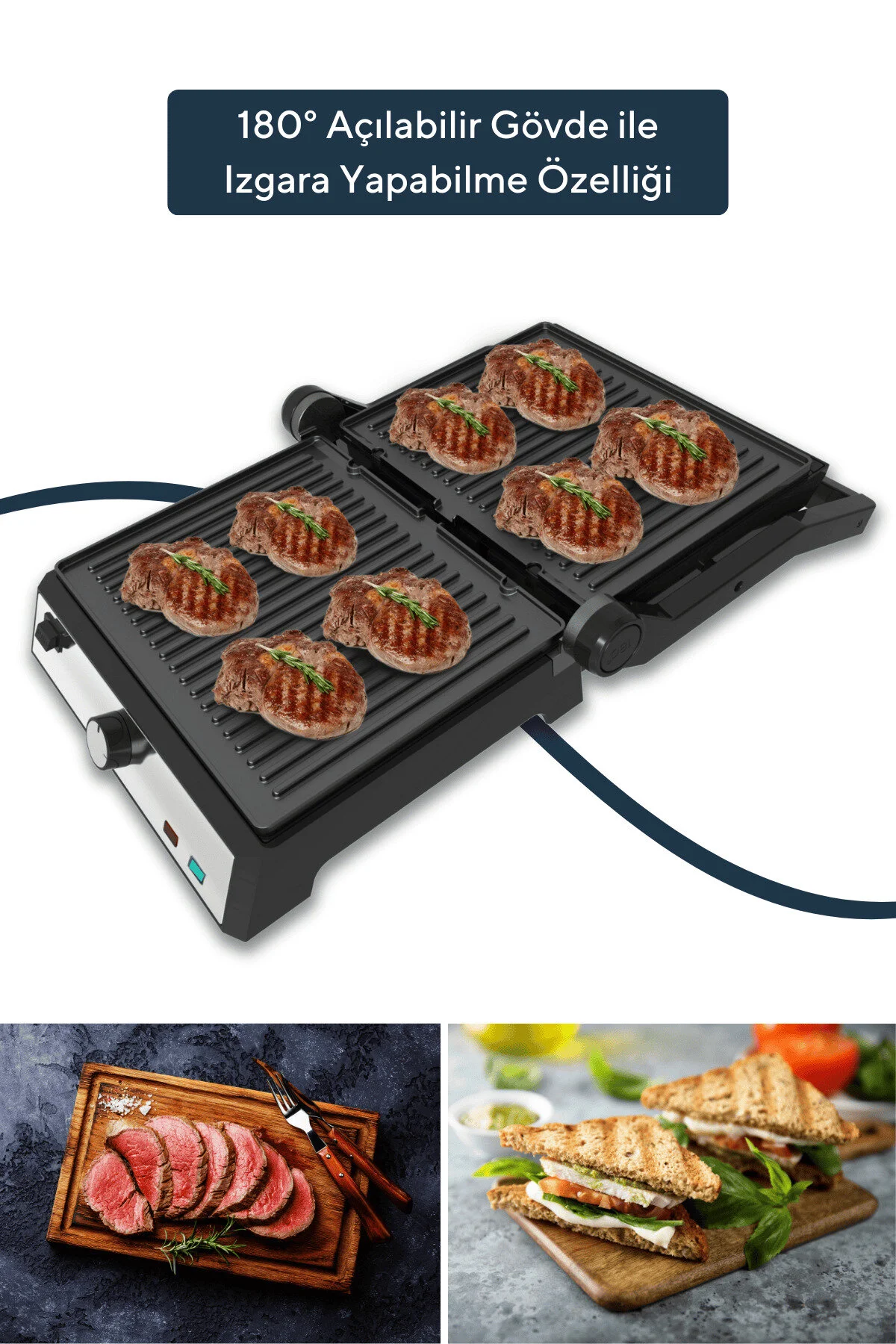 دستگاه ساندویچ و تست سفید گریل Toast Inox Grill Machine 2000W Ttm 05  KUMTEL