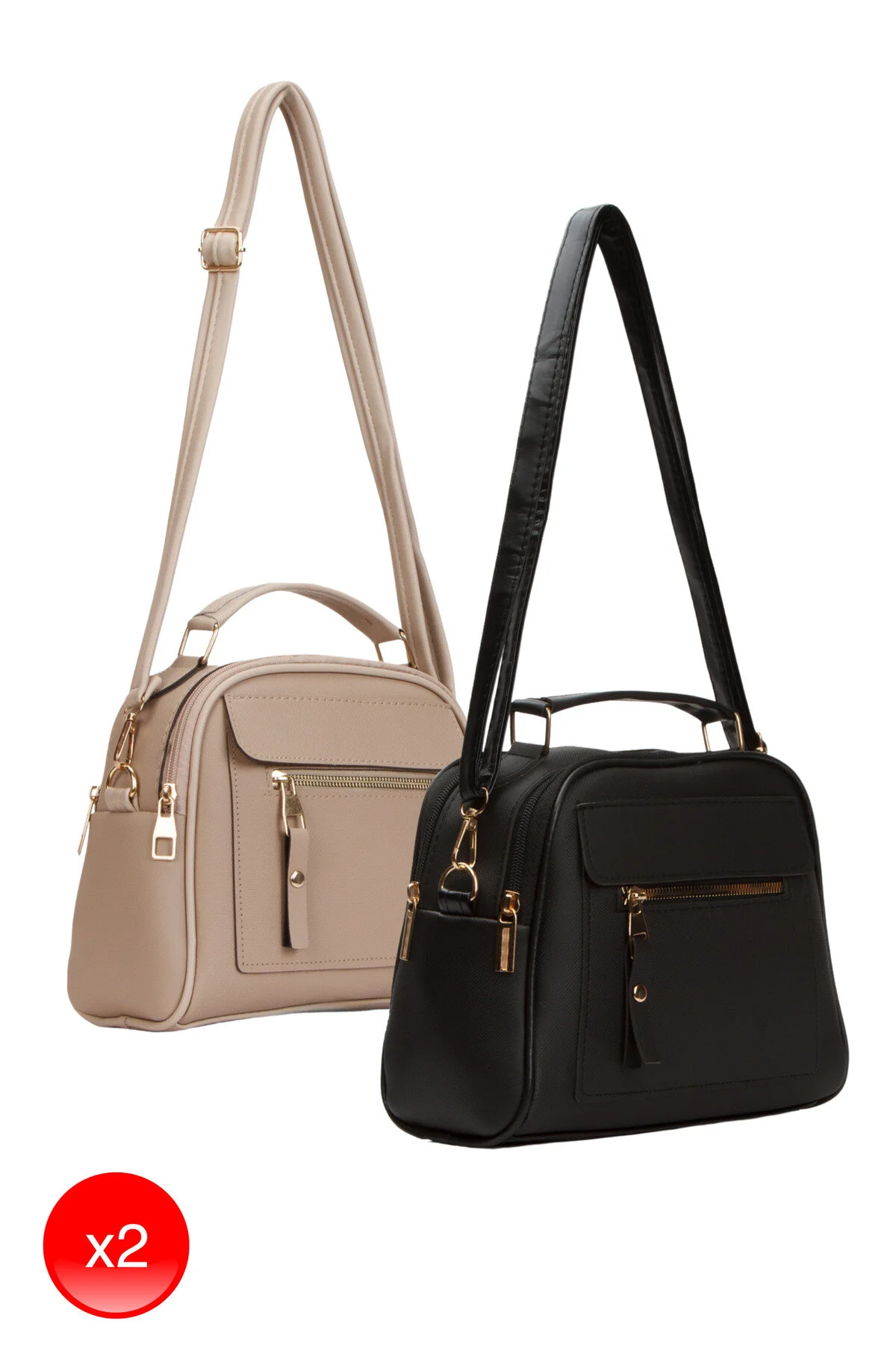 کیف شانه ای دستی و مشکی روزانه زنانه 2 عددی Adelina Bags