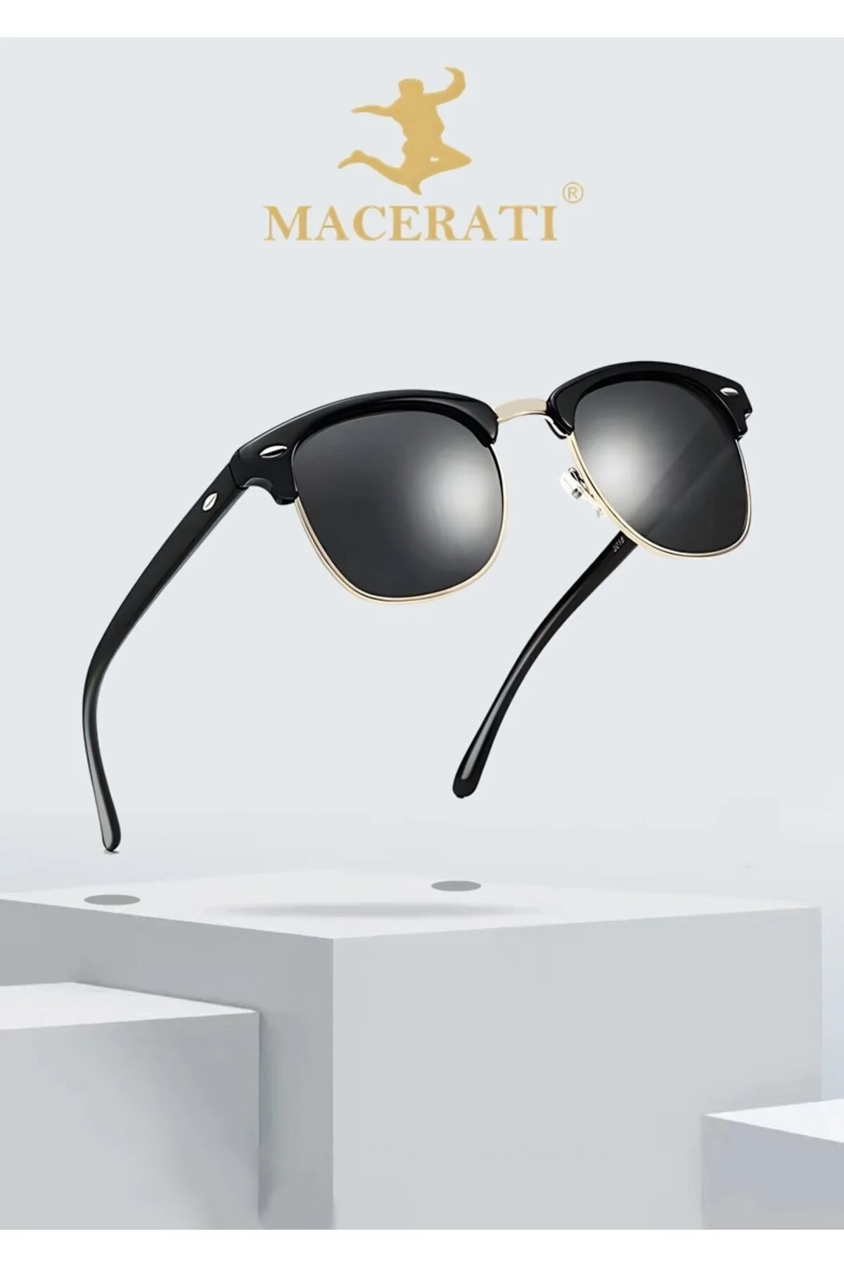 عینک آفتابی CLUBMASTER BLACK UNISEX CLASSIC MODEL اورجینال MACERATİ
