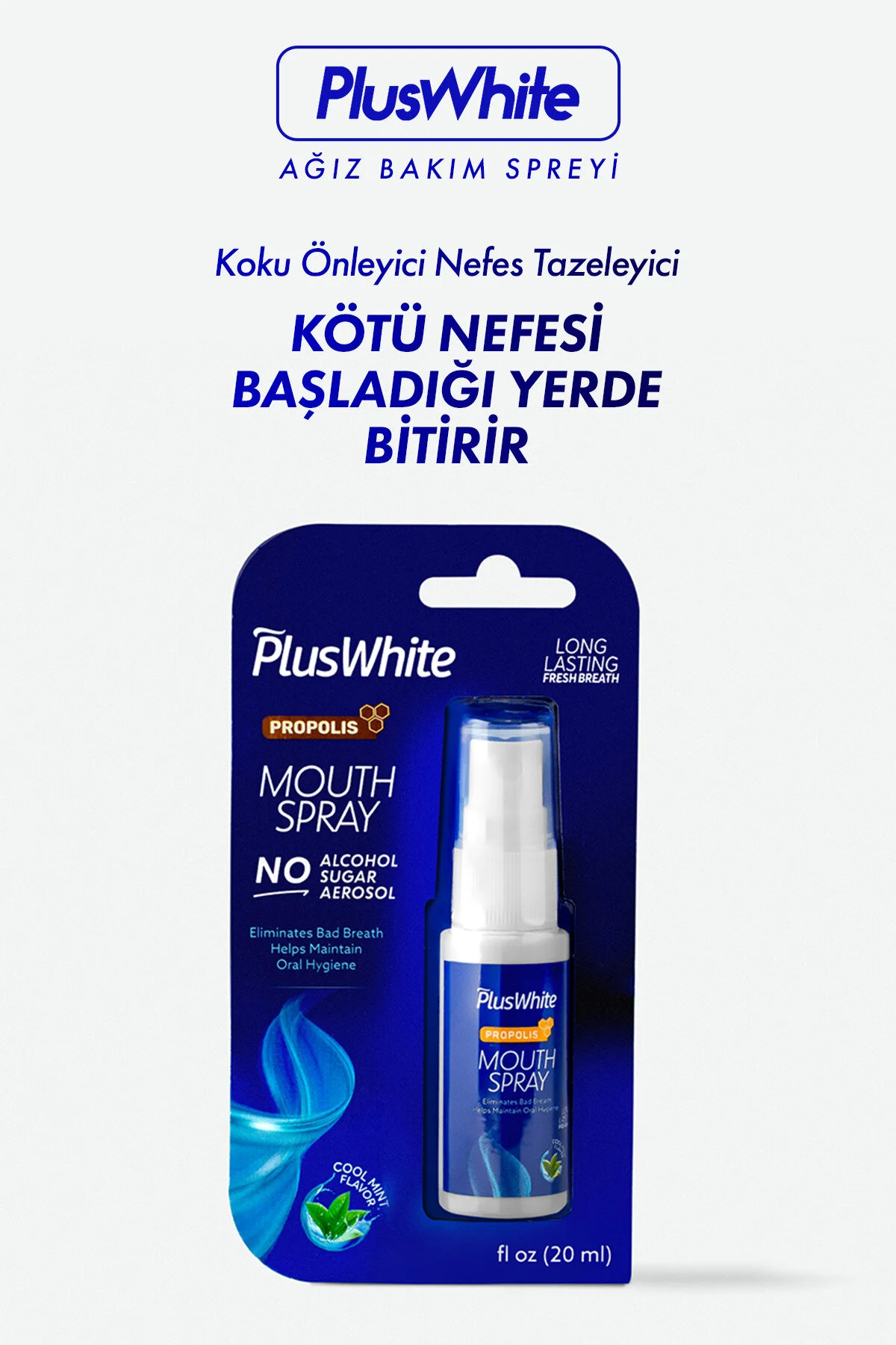 دهان شویه اسپری مراقبت از ضد بو با بره موم 20 میلی لیتری Plus White