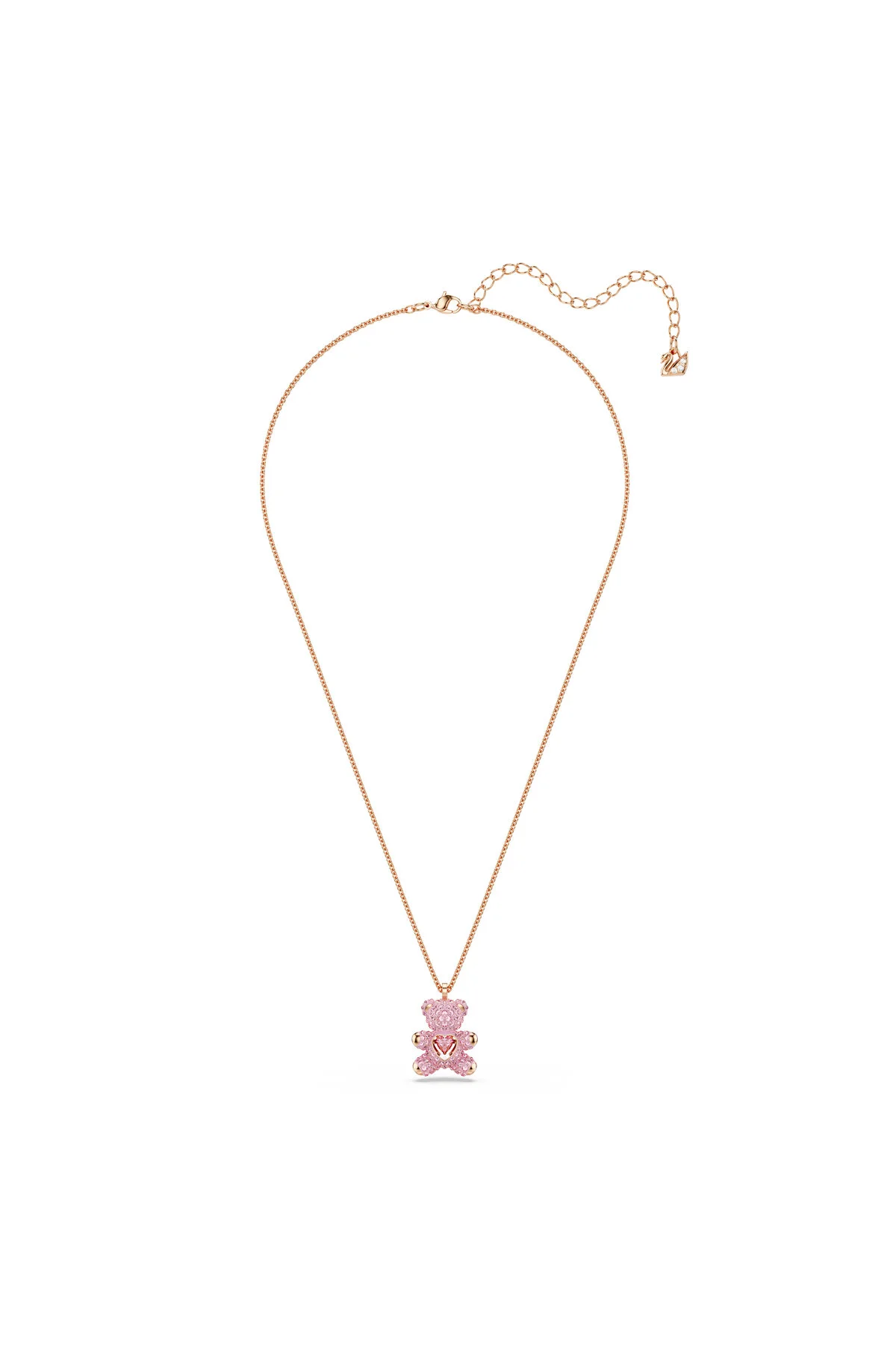 گردنبند کریستال عروسکی خرس روکش طلای صورتی سواروسکی اورجینال Swarovski
