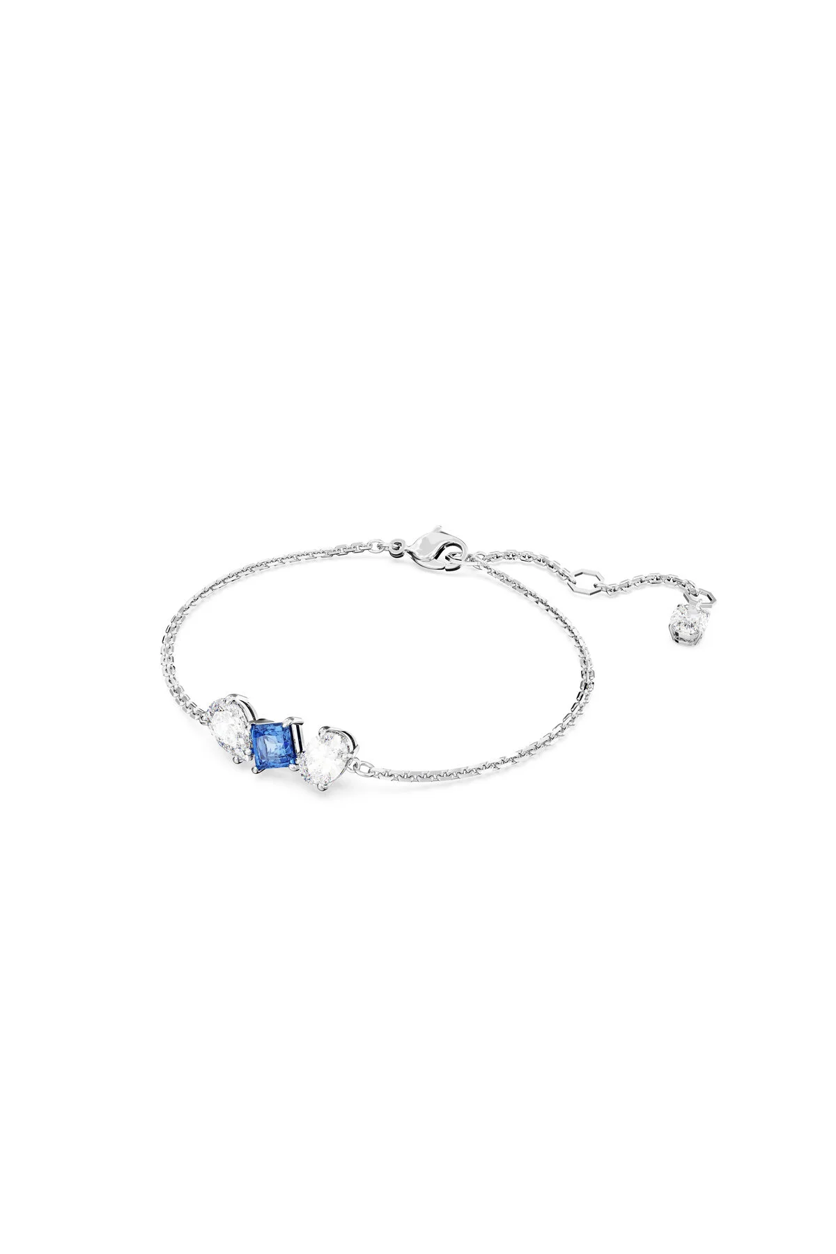 دستبند کریستال مسمرا برش های ترکیبی آبی روکش رودیوم Swarovski
