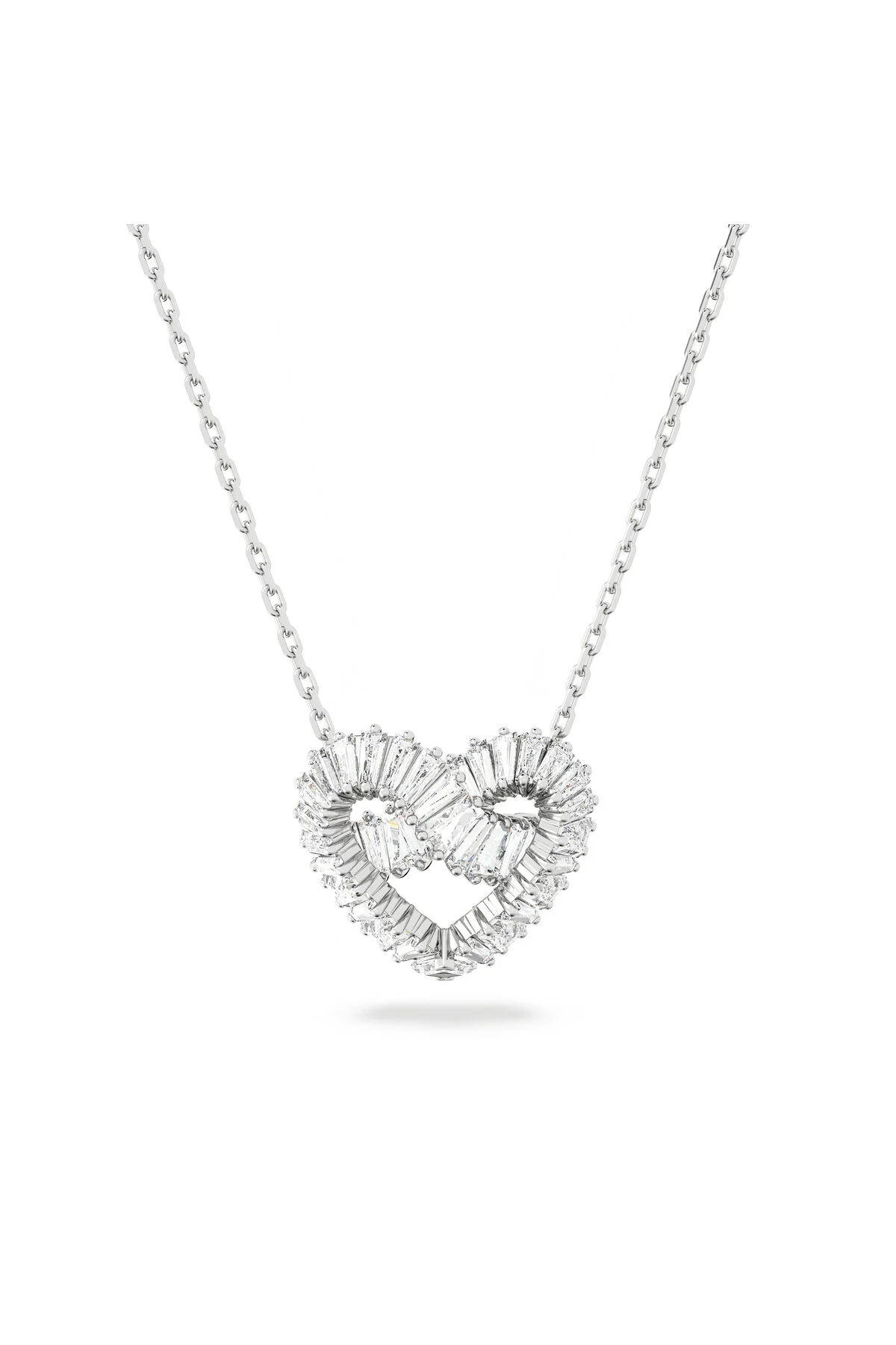 گردنبند زیرکون ماتریس برش های مخلوط قلب سفید رودیوم روکش سواروسکی اورجینال Swarovski