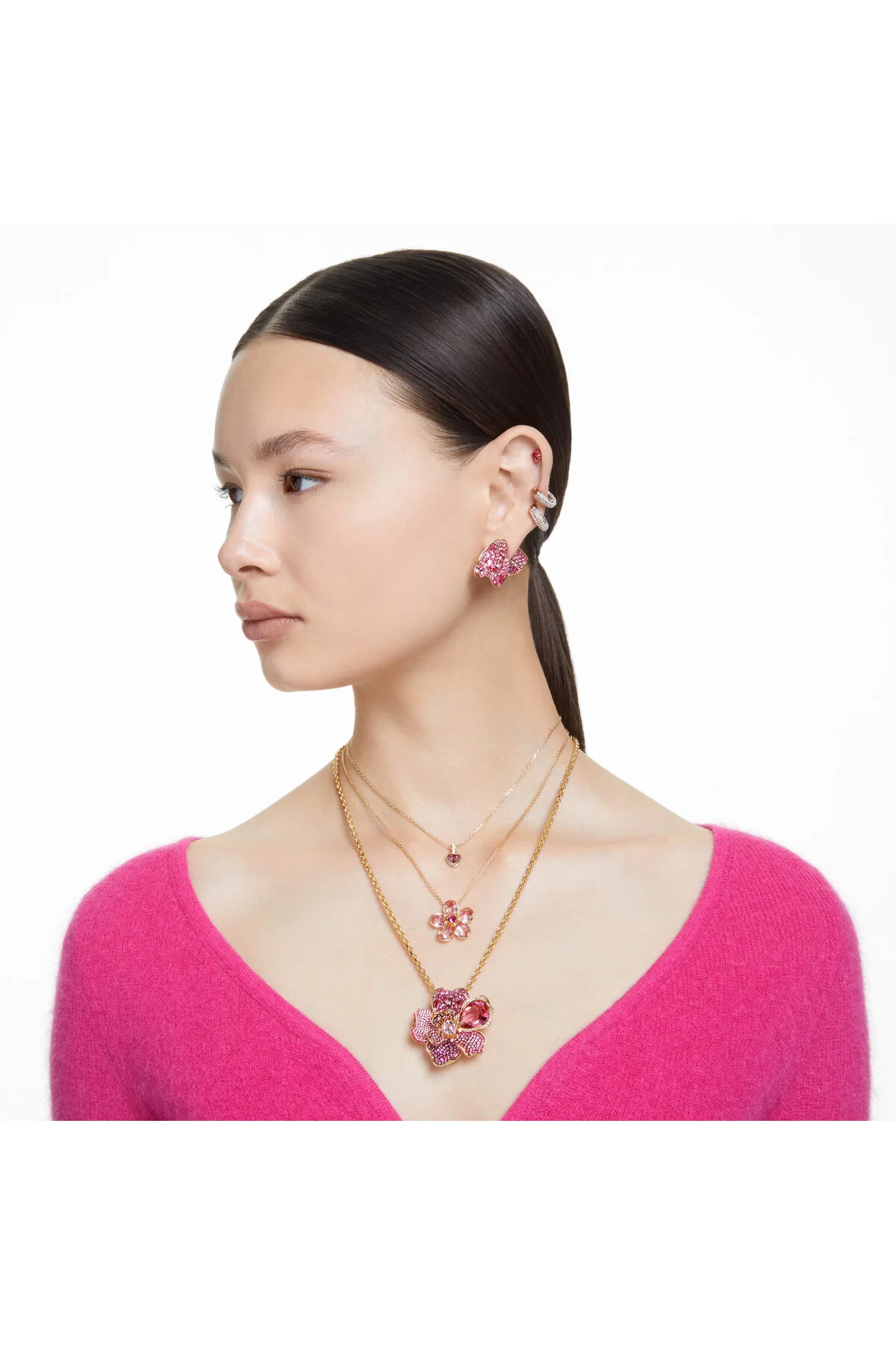 گردنبند کریستال کروما قلب قرمز روکش طلا سواروسکی اورجینال Swarovski