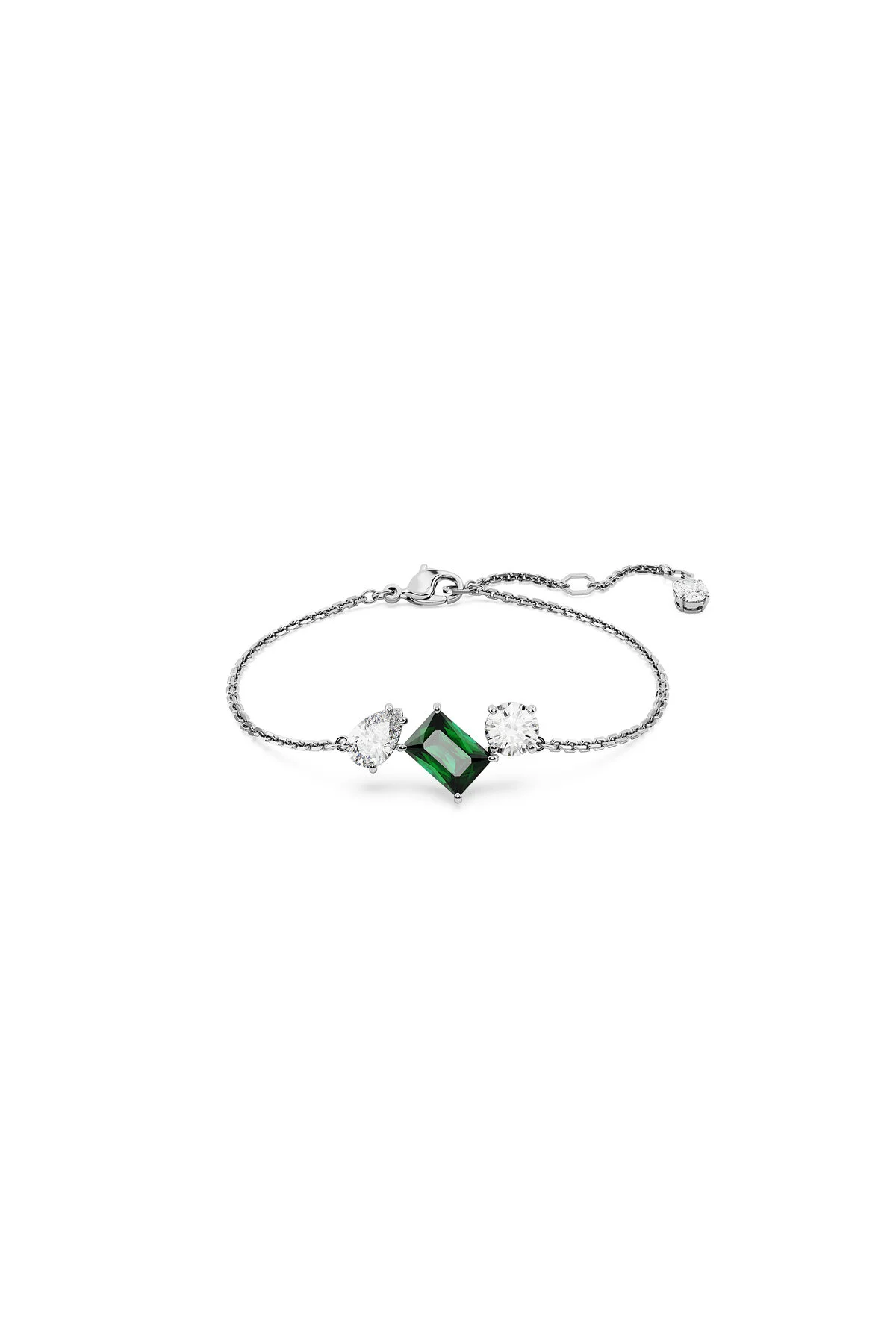 دستبند زیرکون مسمرا برش های ترکیبی سبز روکش رودیوم Swarovski