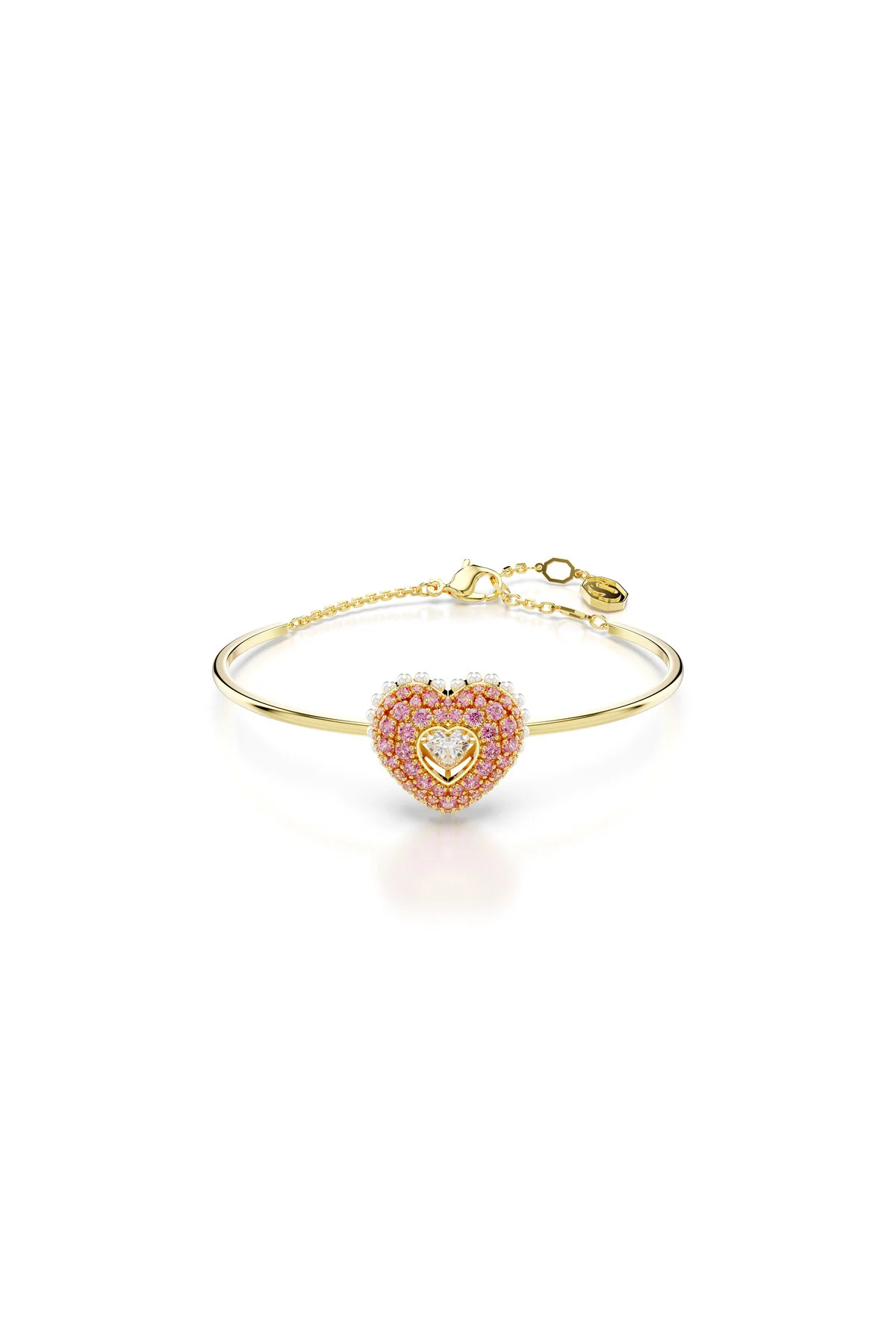 دستبند کریستال IDYLLIA قلب صورتی روکش طلا سواروسکی اورجینال Swarovski