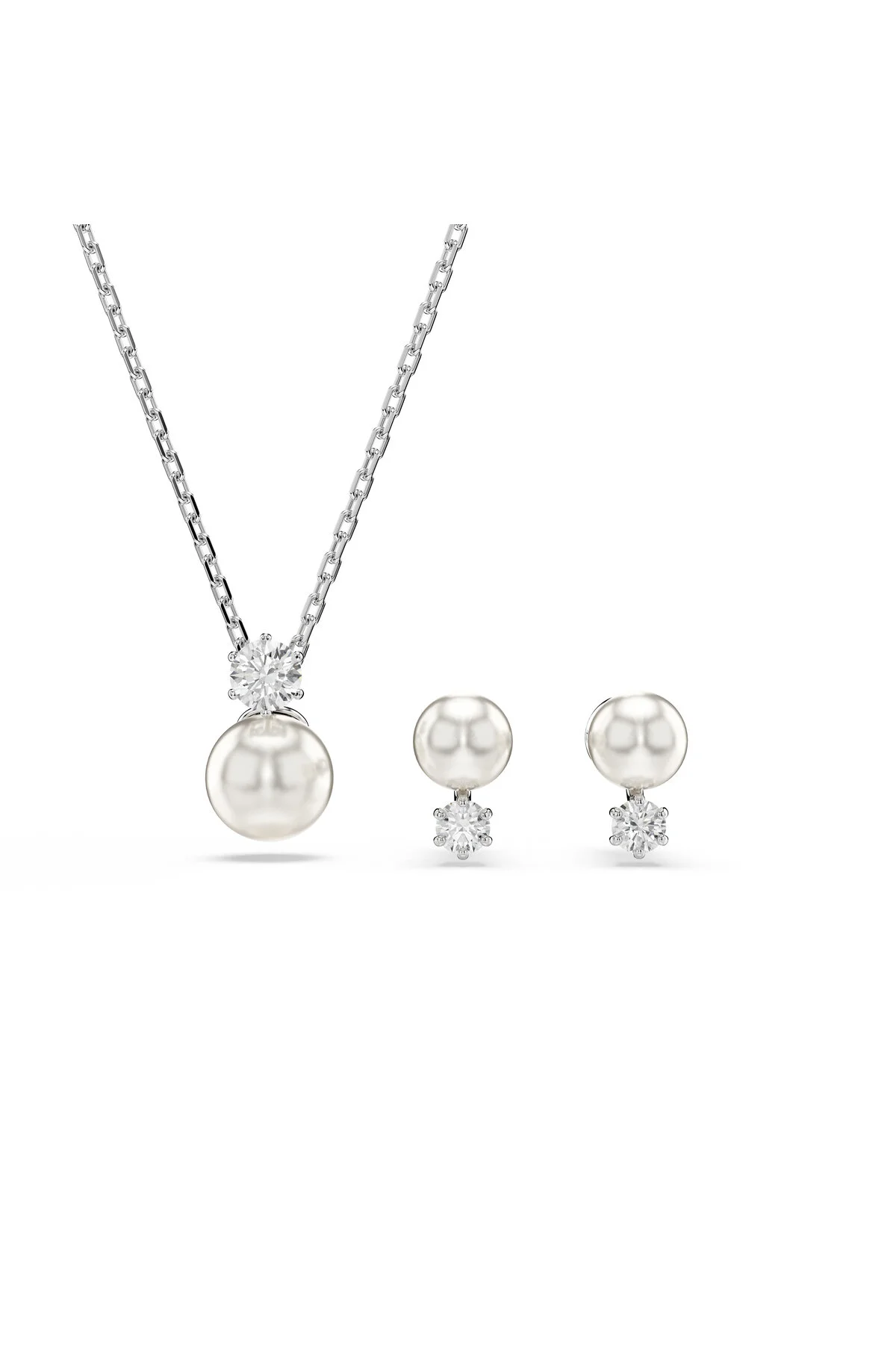 ست و تیم کریستال مجموعه ماتریس مروارید برش گرد سفید رودیوم سواروسکی اورجینال Swarovski