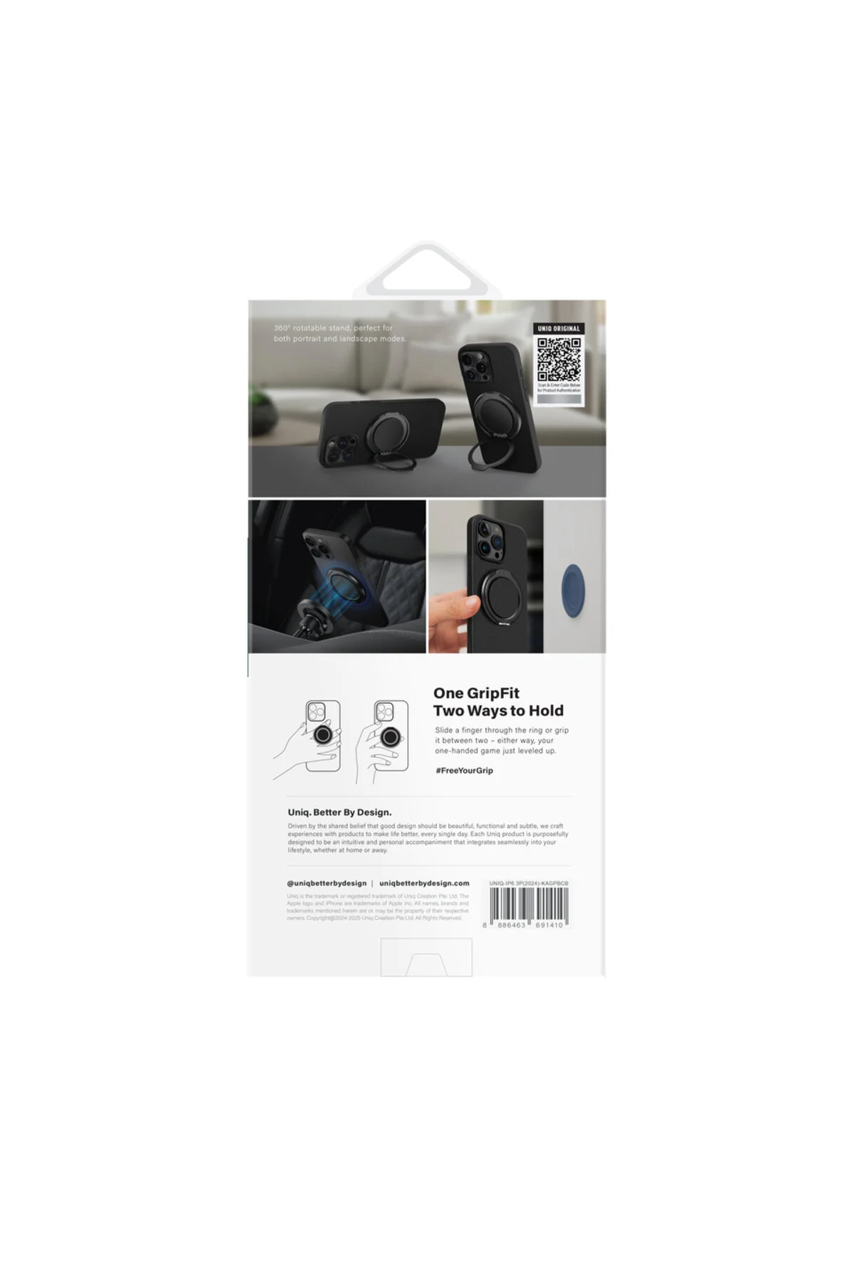 کاور و قاب آیفون 16 پرو KEVA AIR 2 IN 1 BUNLE GRIPFIT ARMAID FIBER MAGSAFE MAGCLICK™ ممتاز UNIQ Better By Design