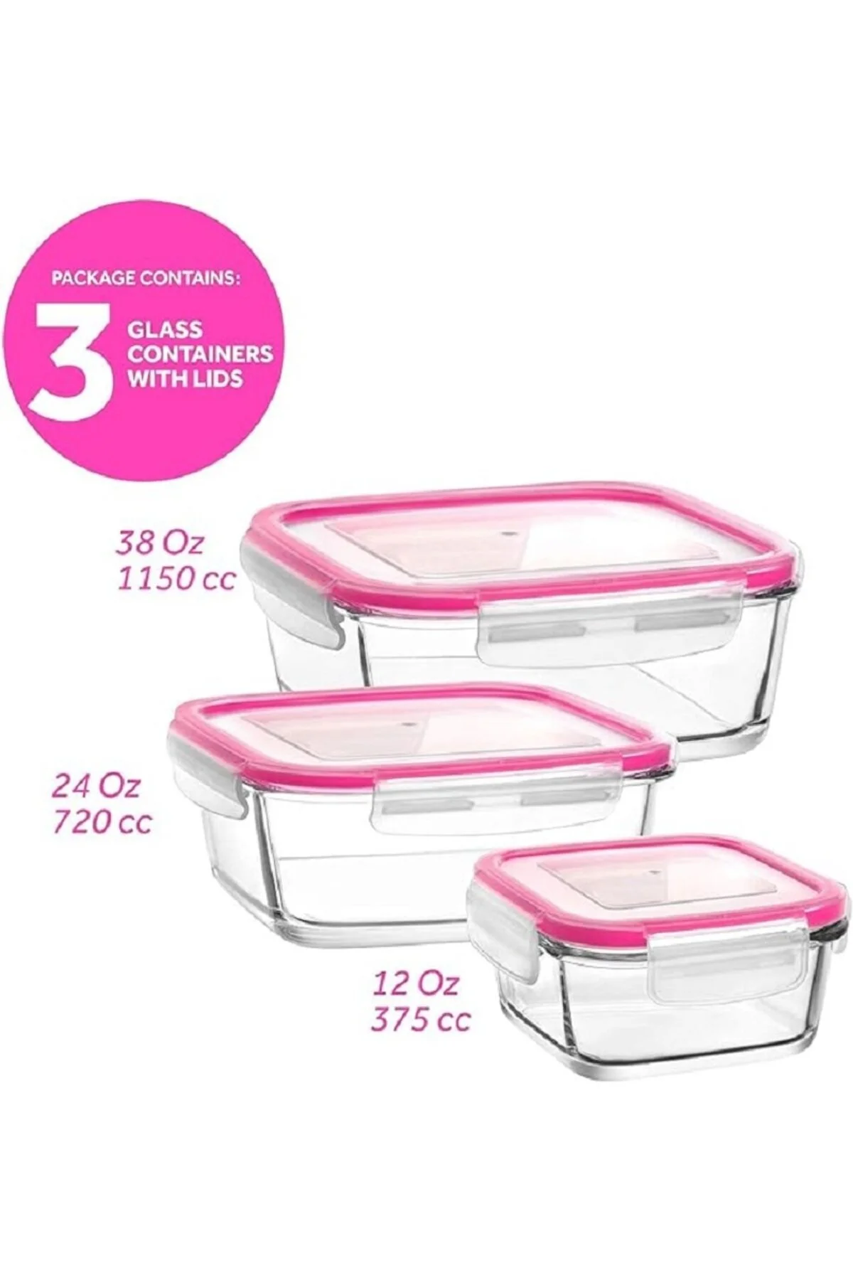 ظرف نگهدارنده کانتینر ذخیره شده شیشه ای FEYZADE FRESCO SET SQUARE 1150CC 720CC 375CC FRS249 FRS247 FRS227 لاو LAV