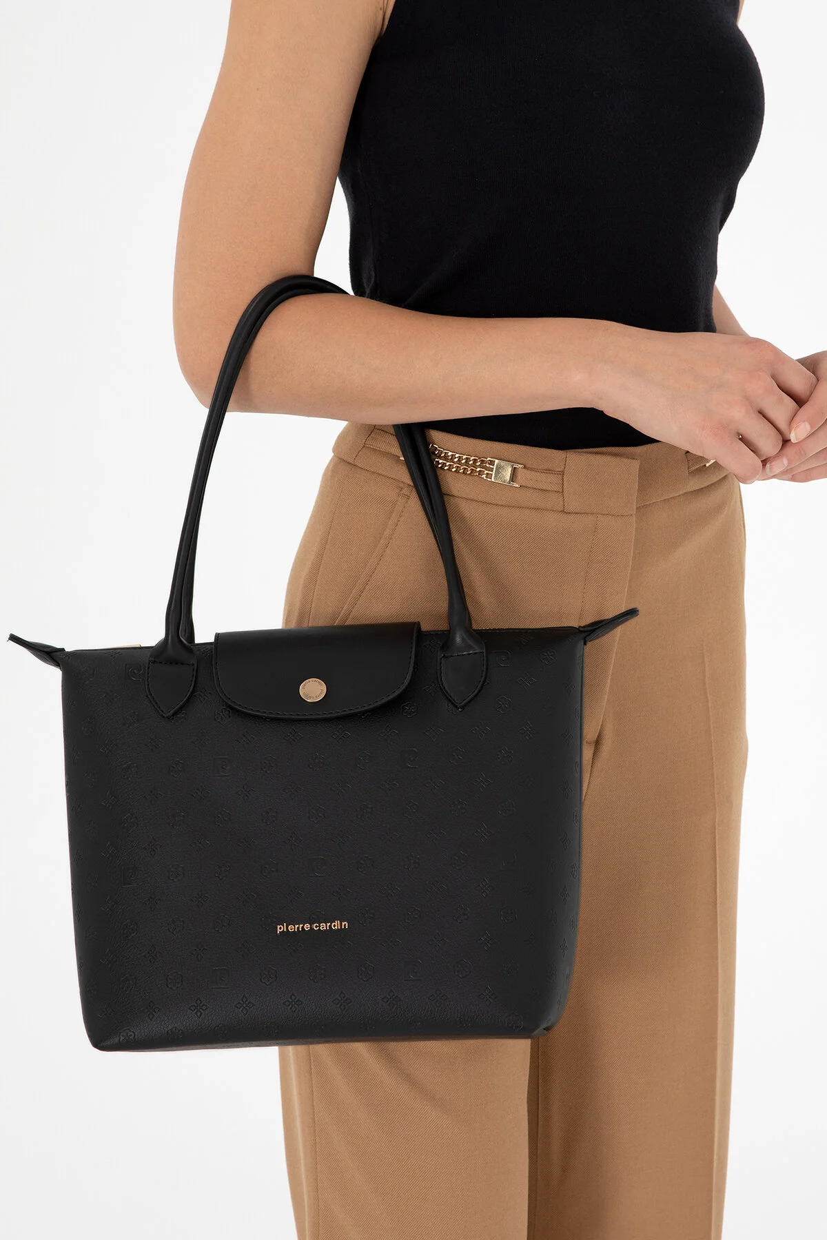 کیف شانه ای زنانه فلوتر مشکی 05PO24K1975 Pierre Cardin
